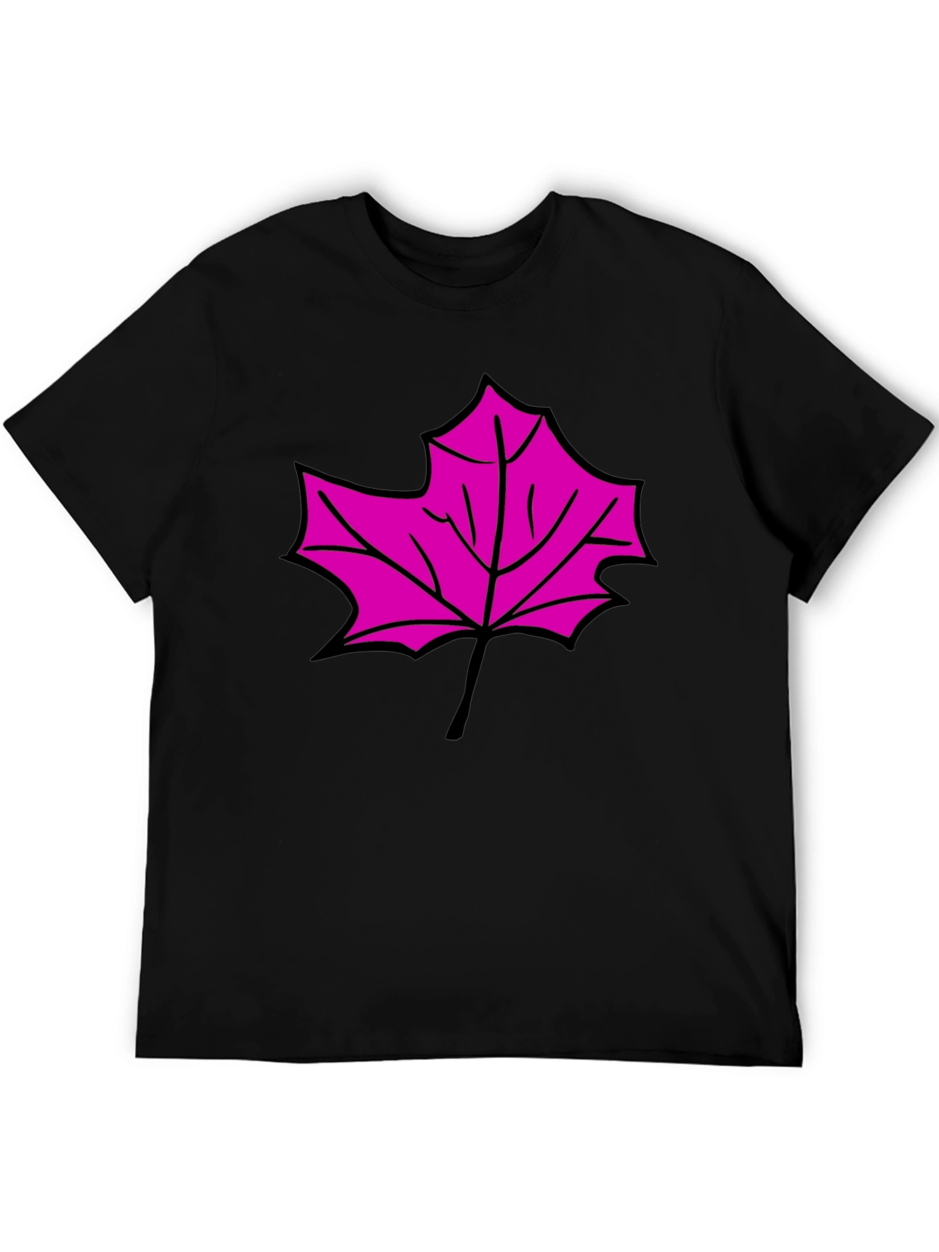 Maple Leaf Graphic T-Shirt - Black Cotton Blend