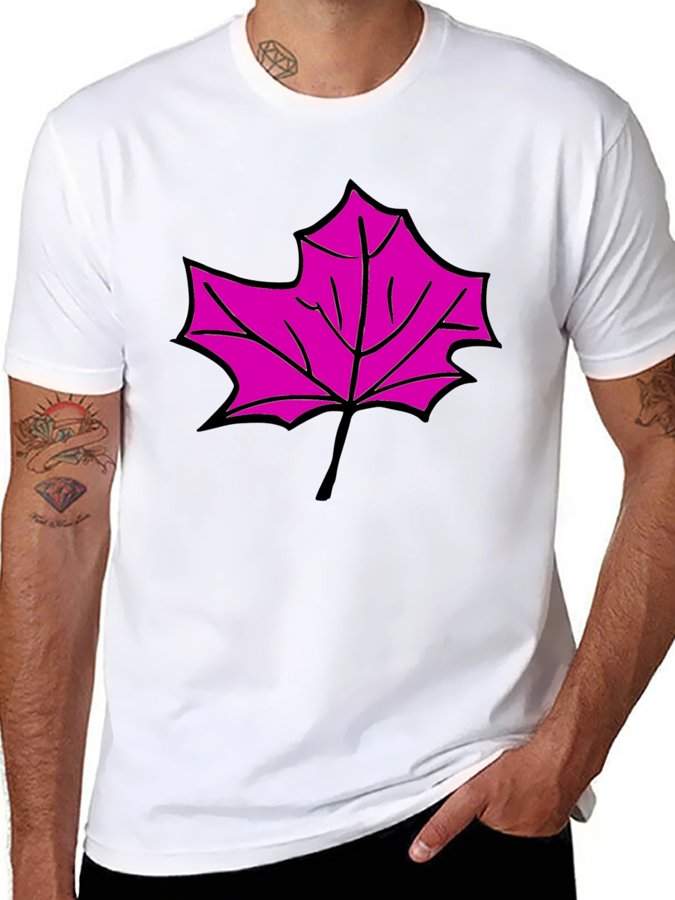 Maple Leaf Graphic T-Shirt - Black Cotton Blend