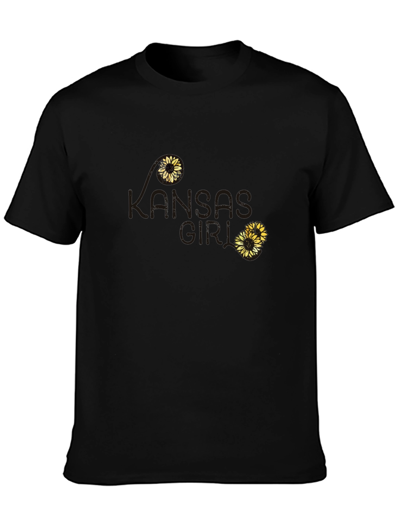 Kansas Love Sunflower T-Shirt - Soft Black Cotton Tee