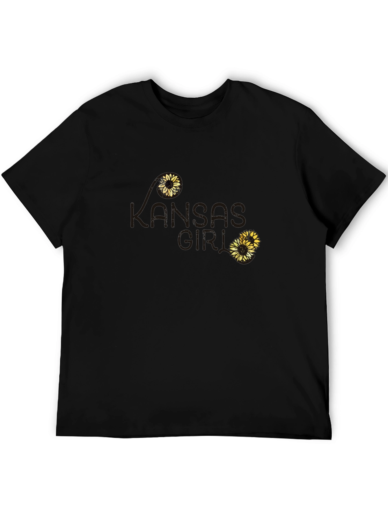 Kansas Love Sunflower T-Shirt - Soft Black Cotton Tee
