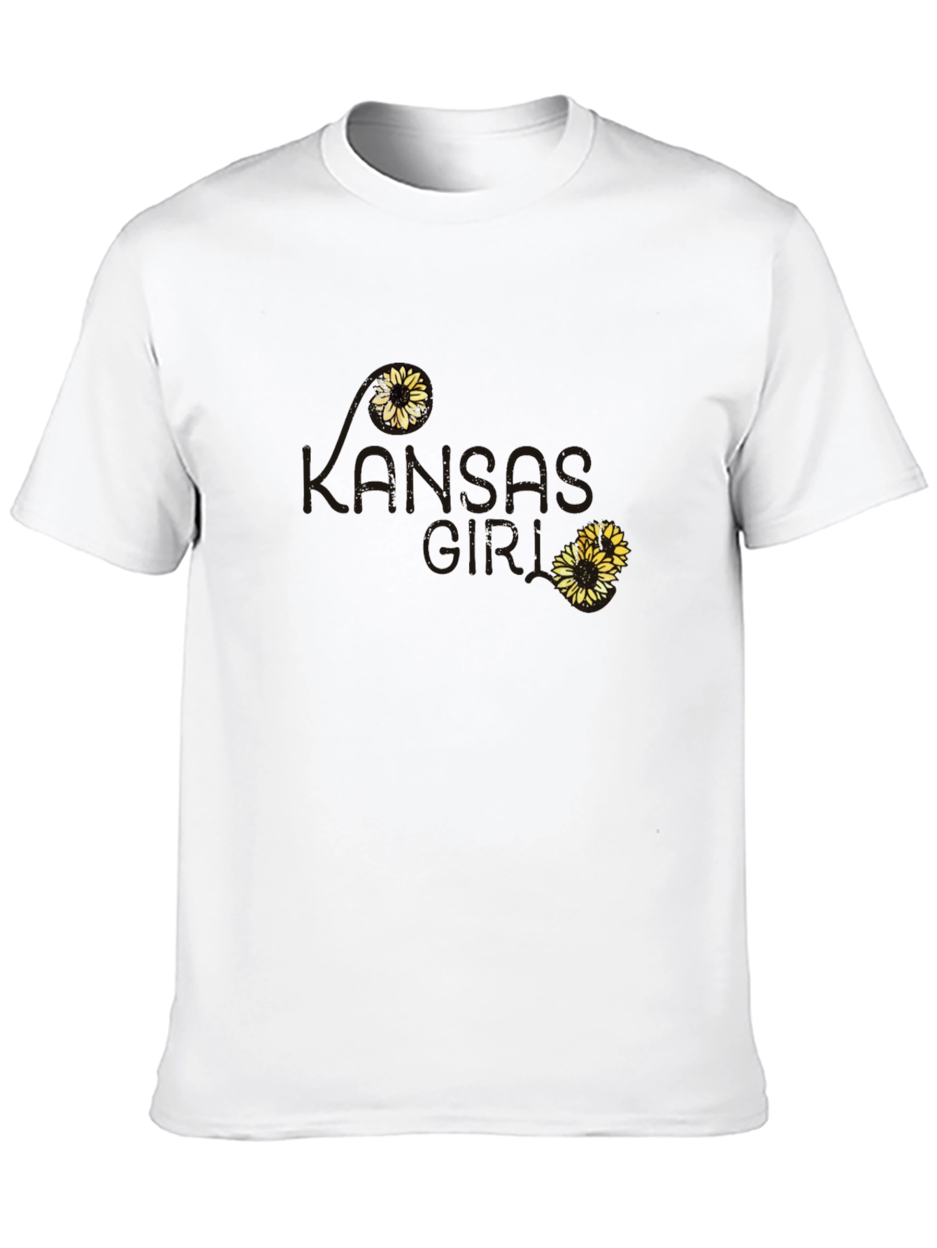 Kansas Love Sunflower T-Shirt - Soft Black Cotton Tee