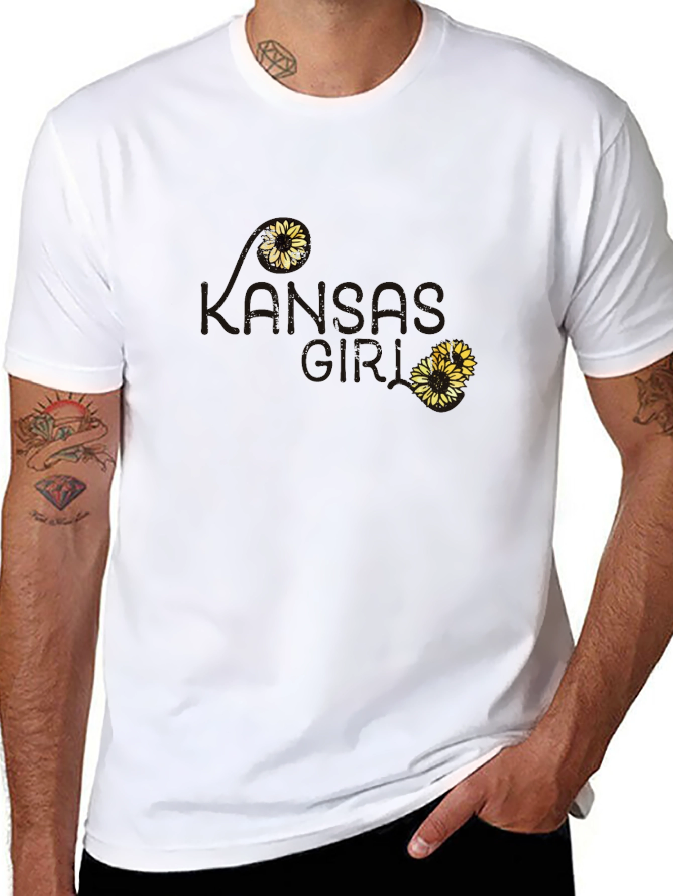 Kansas Love Sunflower T-Shirt - Soft Black Cotton Tee