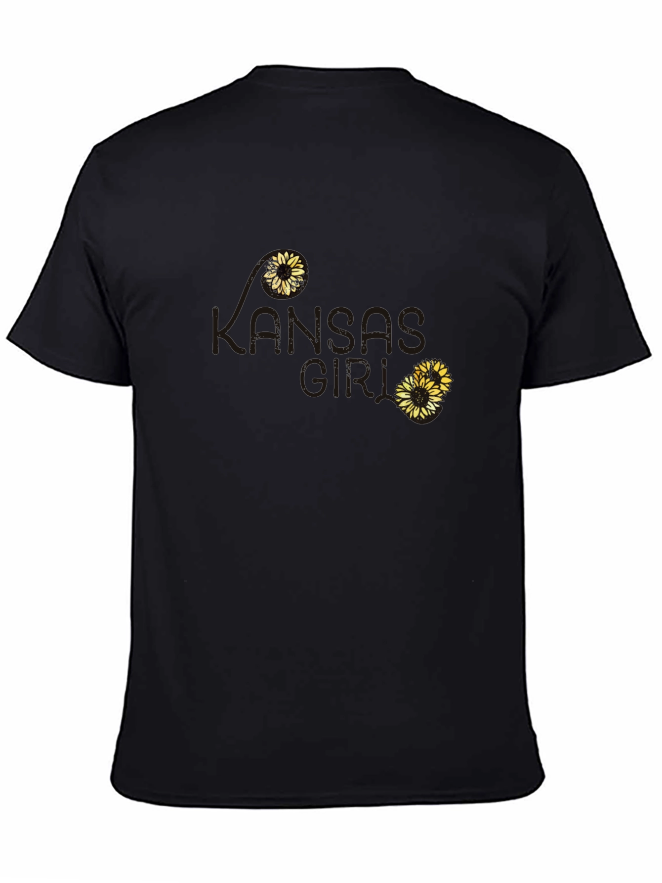 Kansas Love Sunflower T-Shirt - Soft Black Cotton Tee