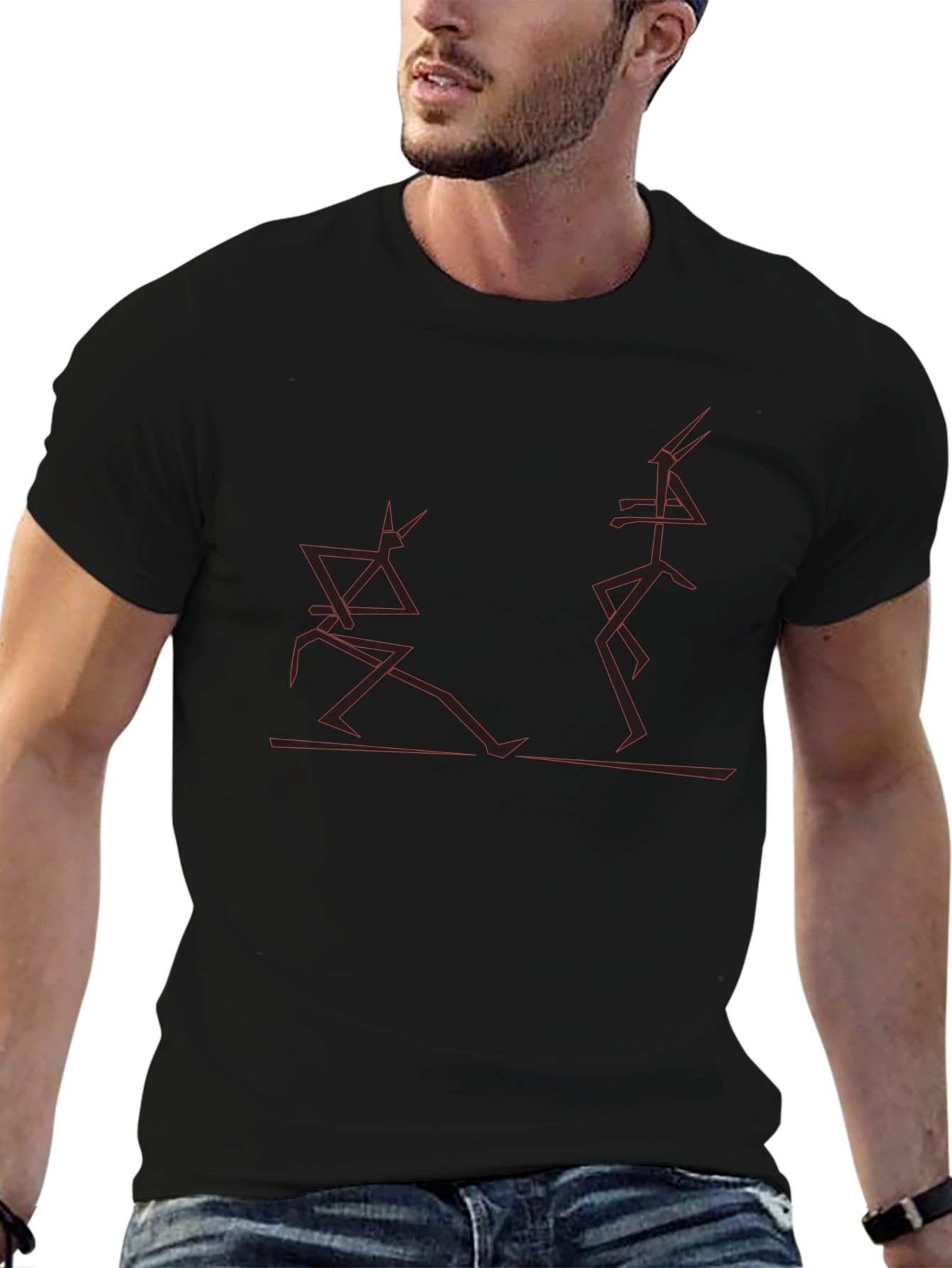 Abstract Stick Figure Art Black T-Shirt