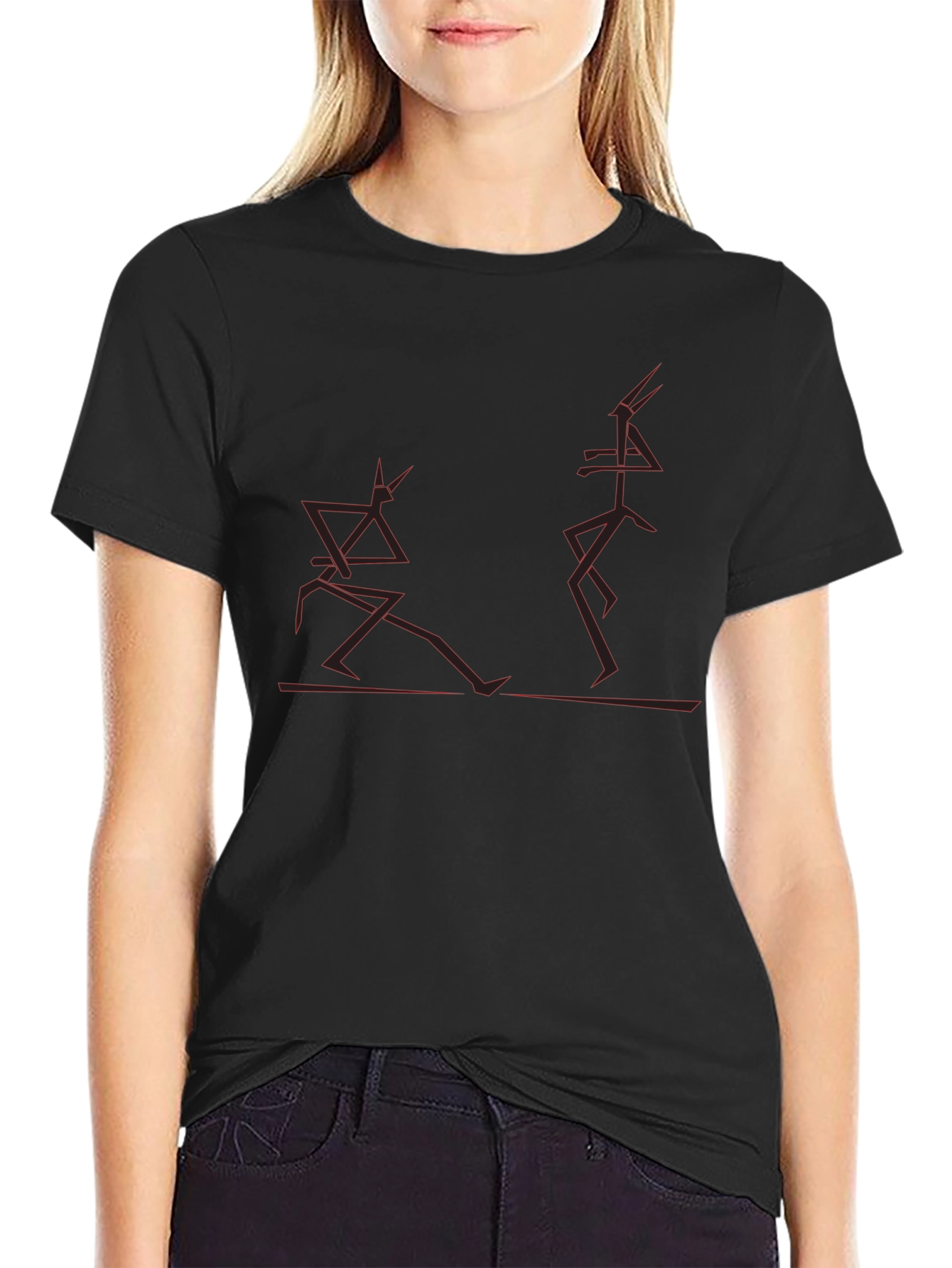 Abstract Stick Figure Art Black T-Shirt