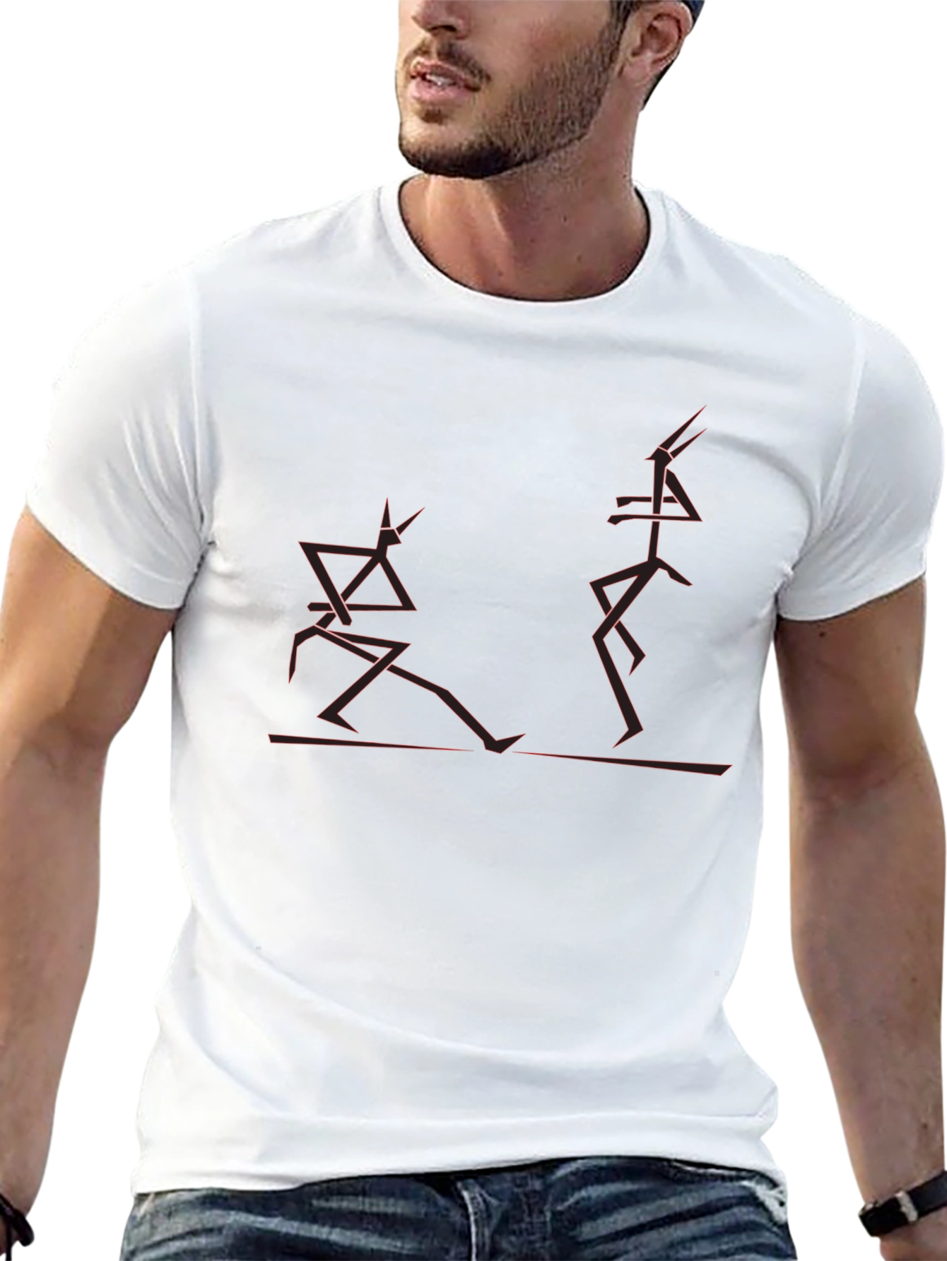 Abstract Stick Figure Art Black T-Shirt