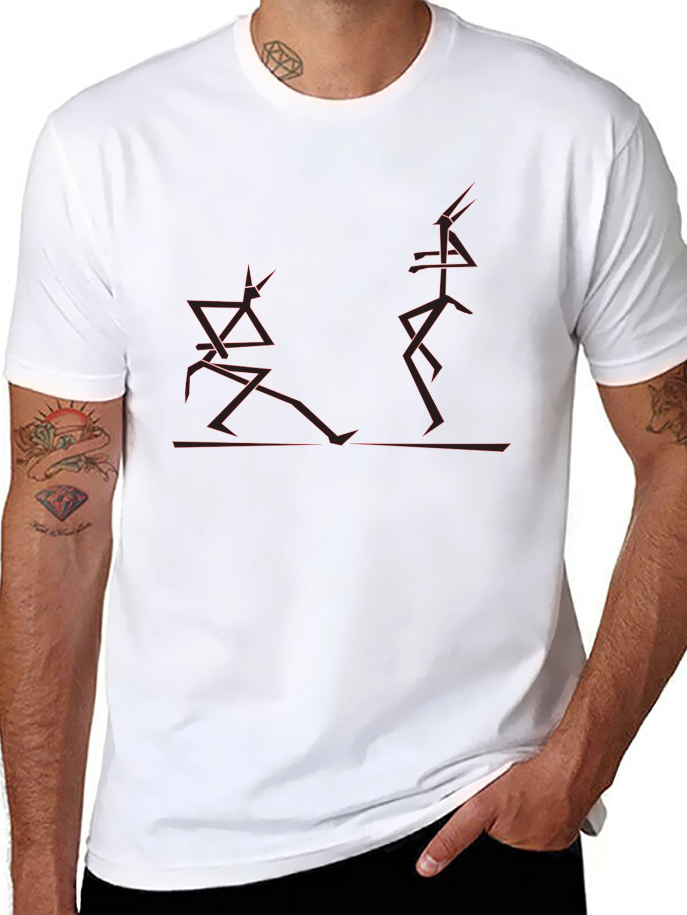Abstract Stick Figure Art Black T-Shirt