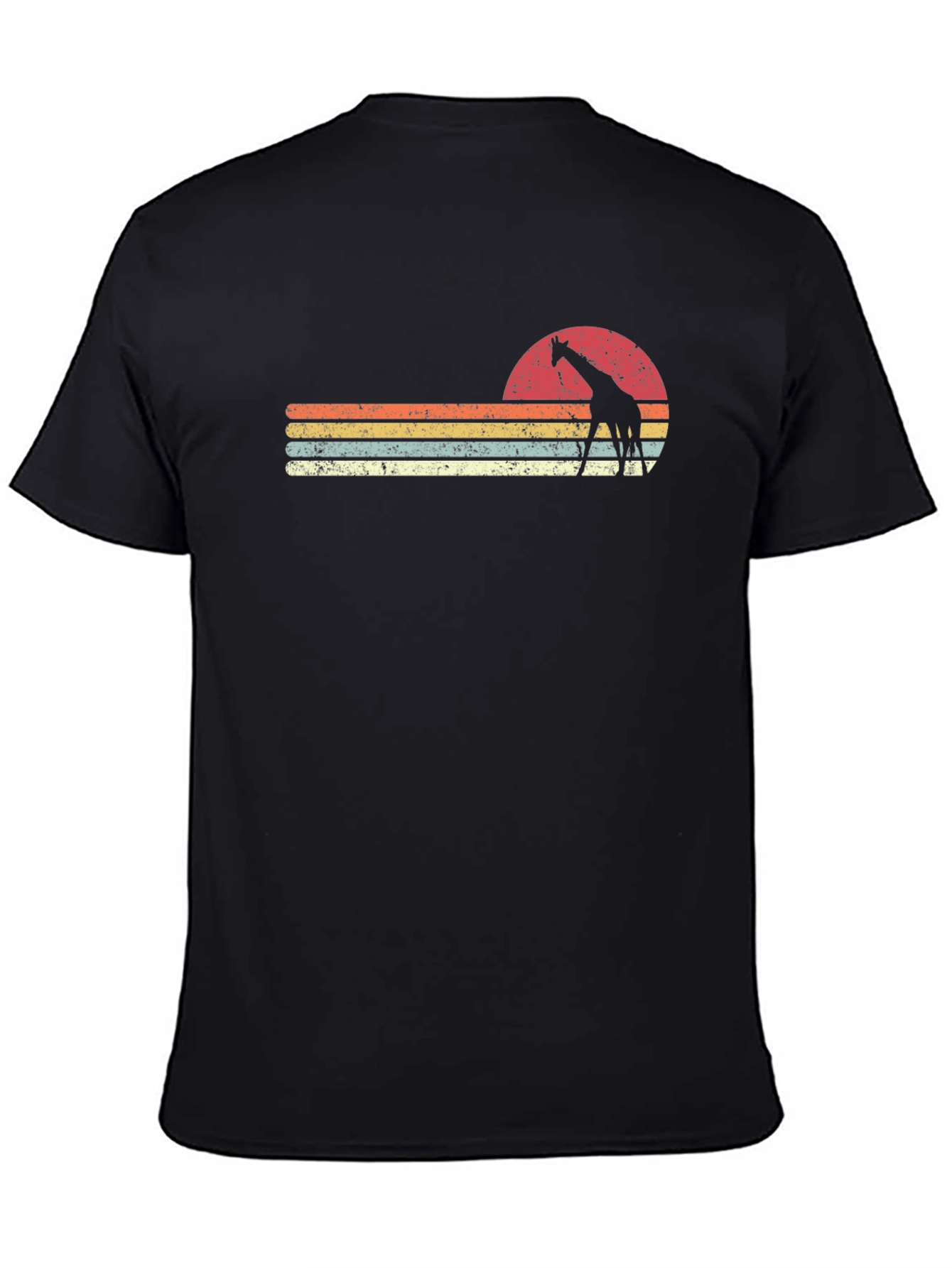 Retro Giraffe Sunset Graphic T-Shirt