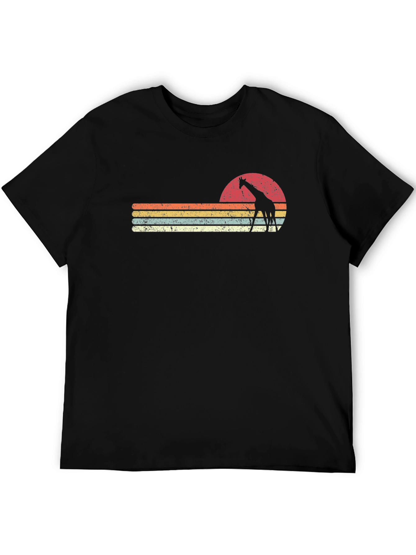 Retro Giraffe Sunset Graphic T-Shirt