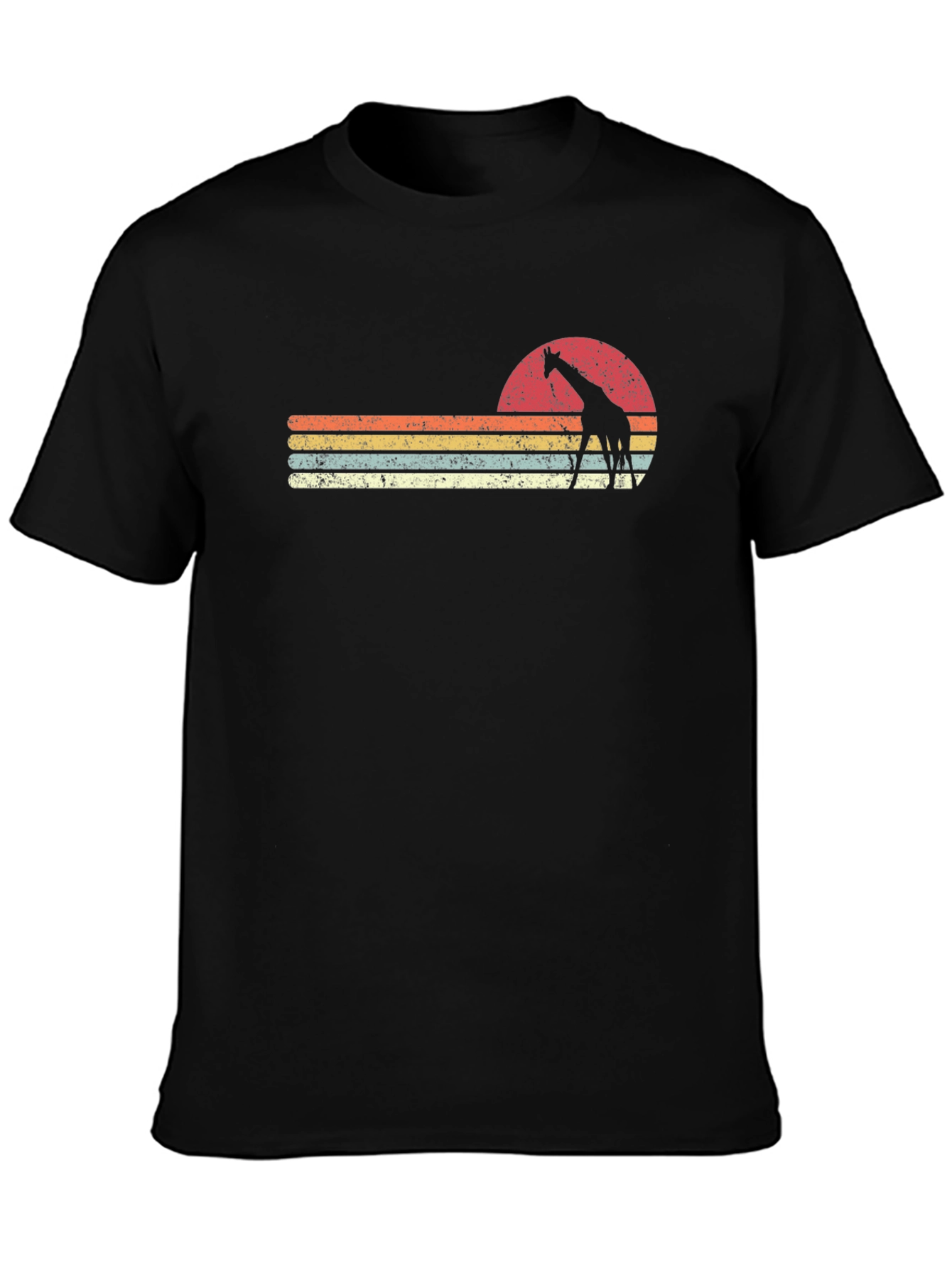 Retro Giraffe Sunset Graphic T-Shirt