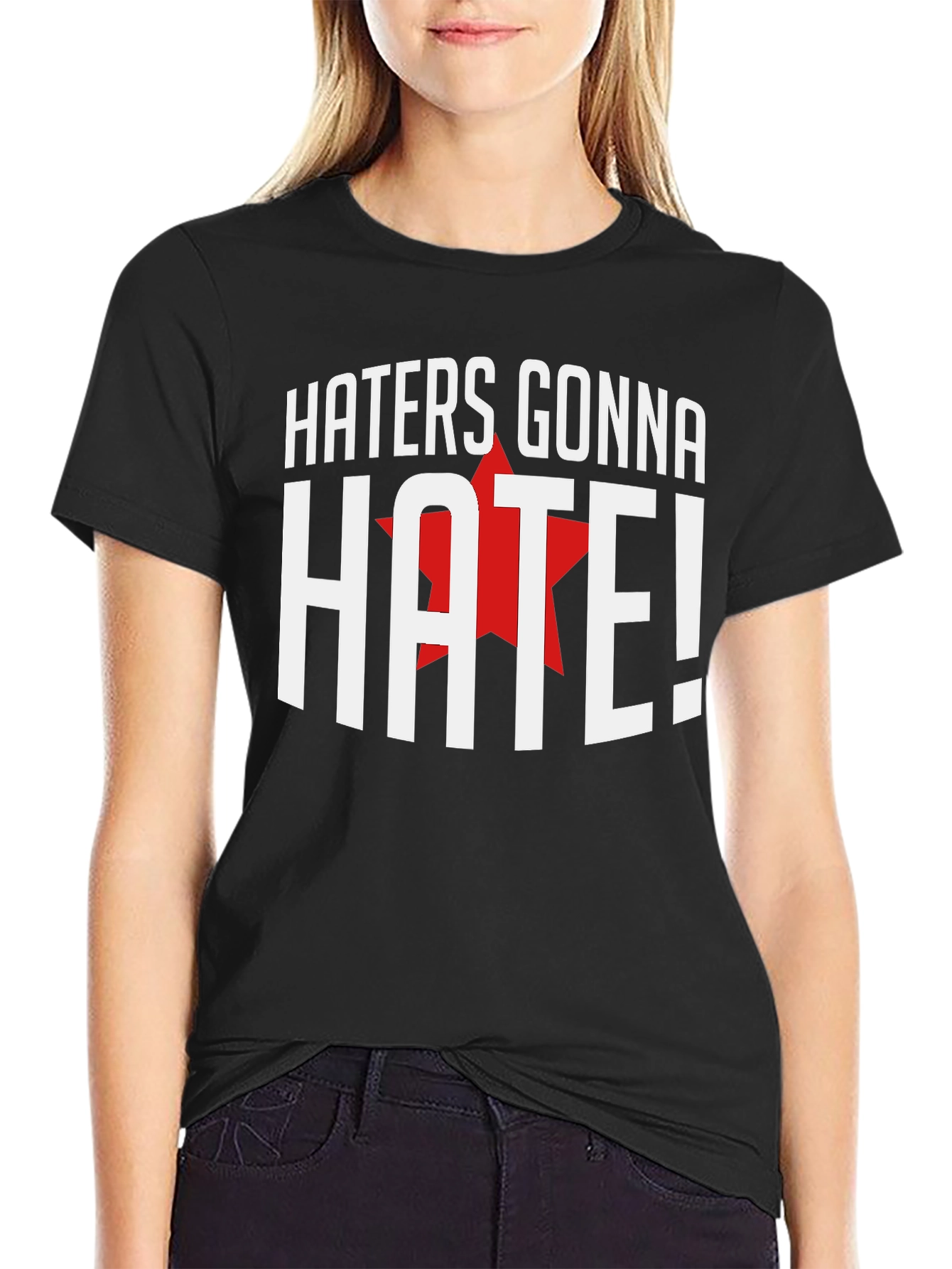 Haters Gonna Hate Graphic Tee - Black Cotton T-Shirt