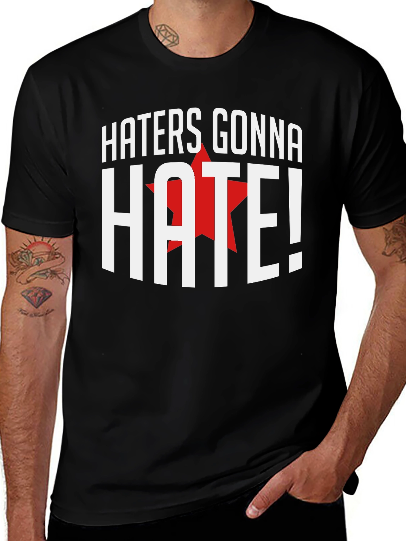 Haters Gonna Hate Graphic Tee - Black Cotton T-Shirt