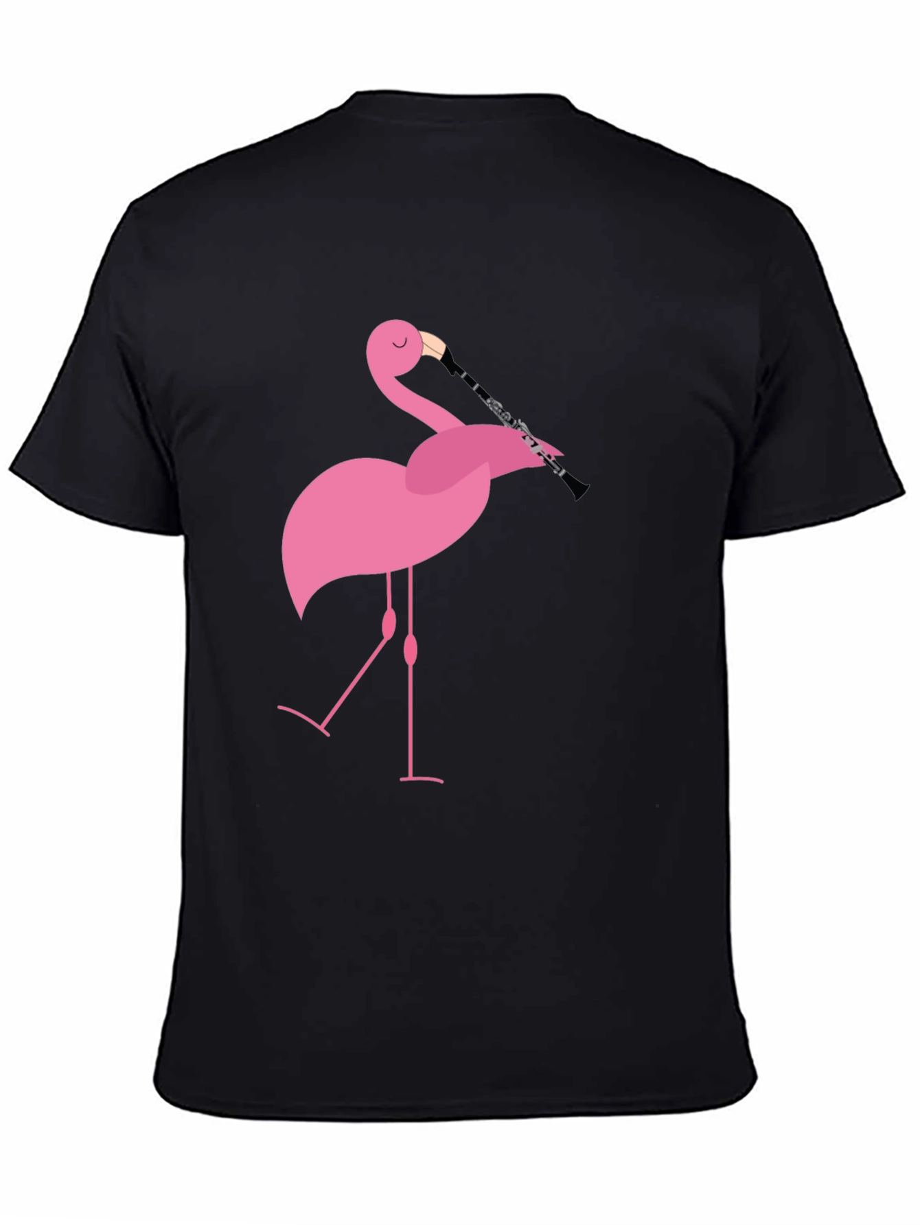 Flamingo Clarinet Player Black T-Shirt