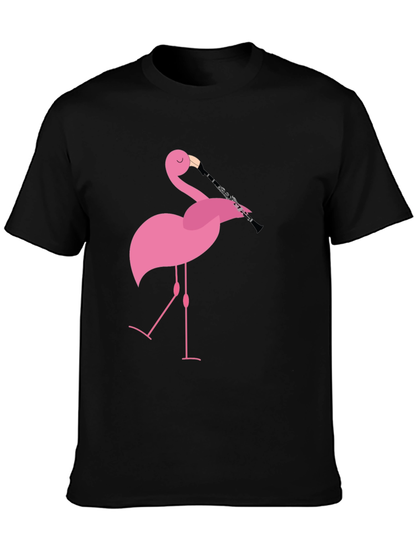 Flamingo Clarinet Player Black T-Shirt