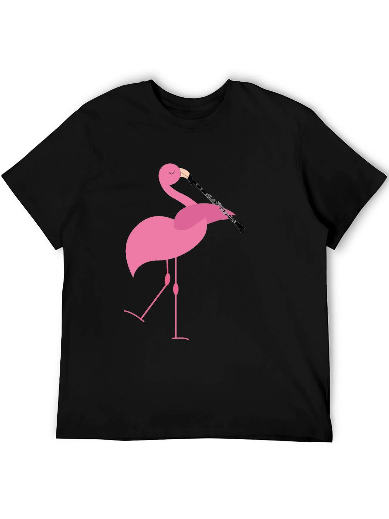 Flamingo Clarinet Player Black T-Shirt