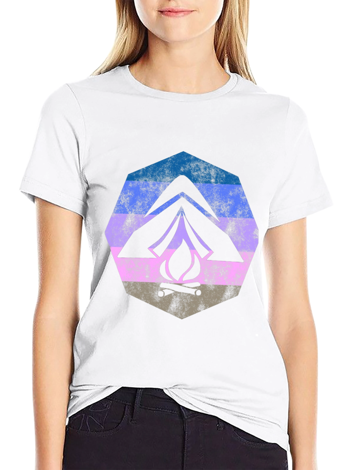 Retro Camping Tent & Campfire Graphic Tee