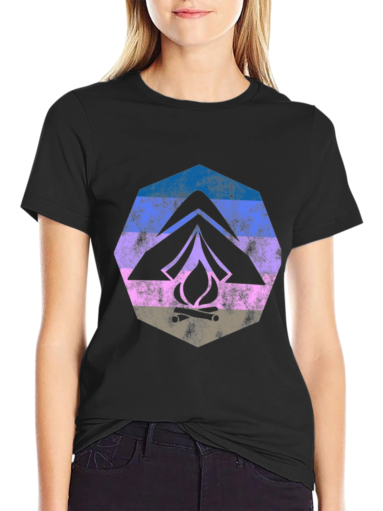Retro Camping Tent & Campfire Graphic Tee