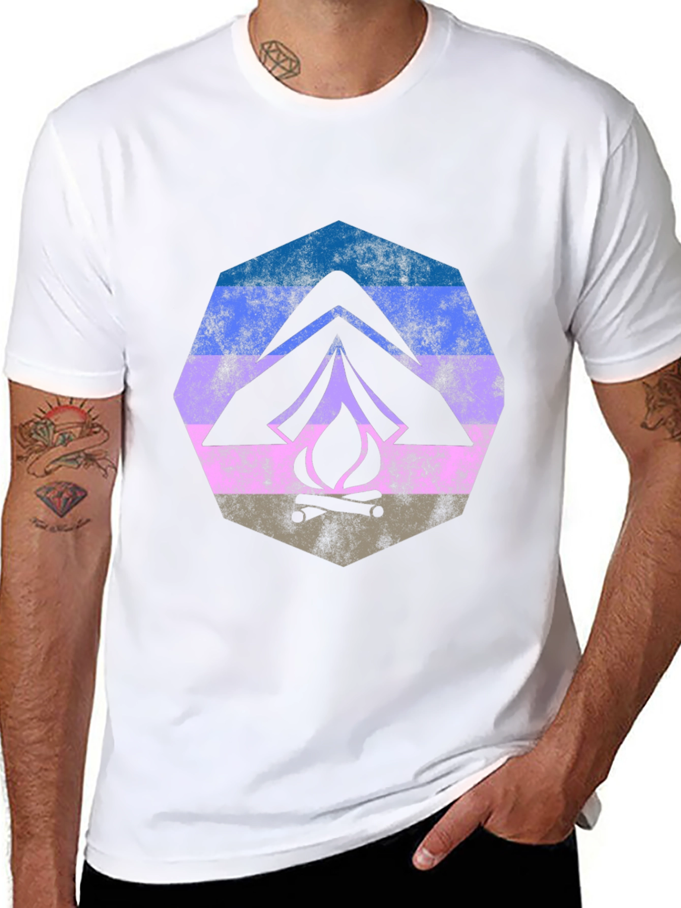 Retro Camping Tent & Campfire Graphic Tee