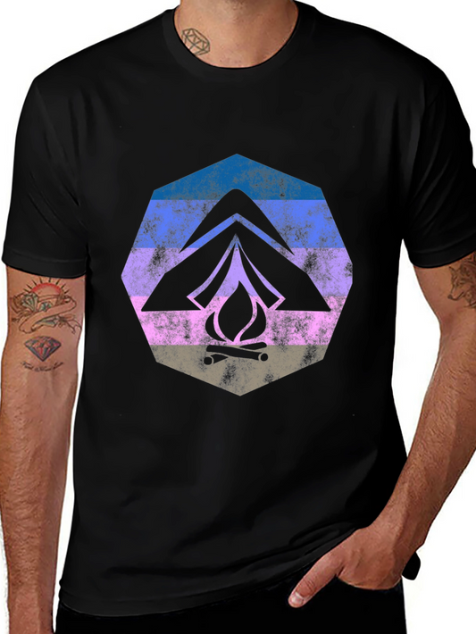 Retro Camping Tent & Campfire Graphic Tee