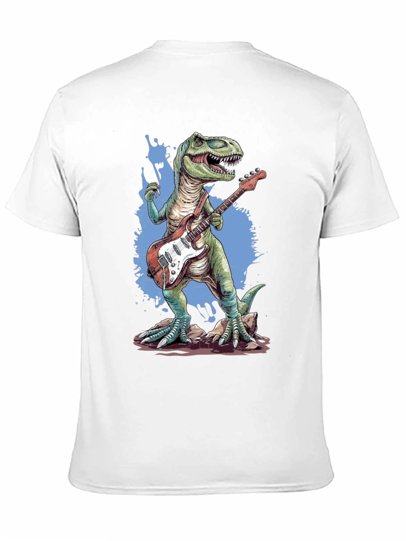 Dinosaur Guitar Player T-Shirt - Black