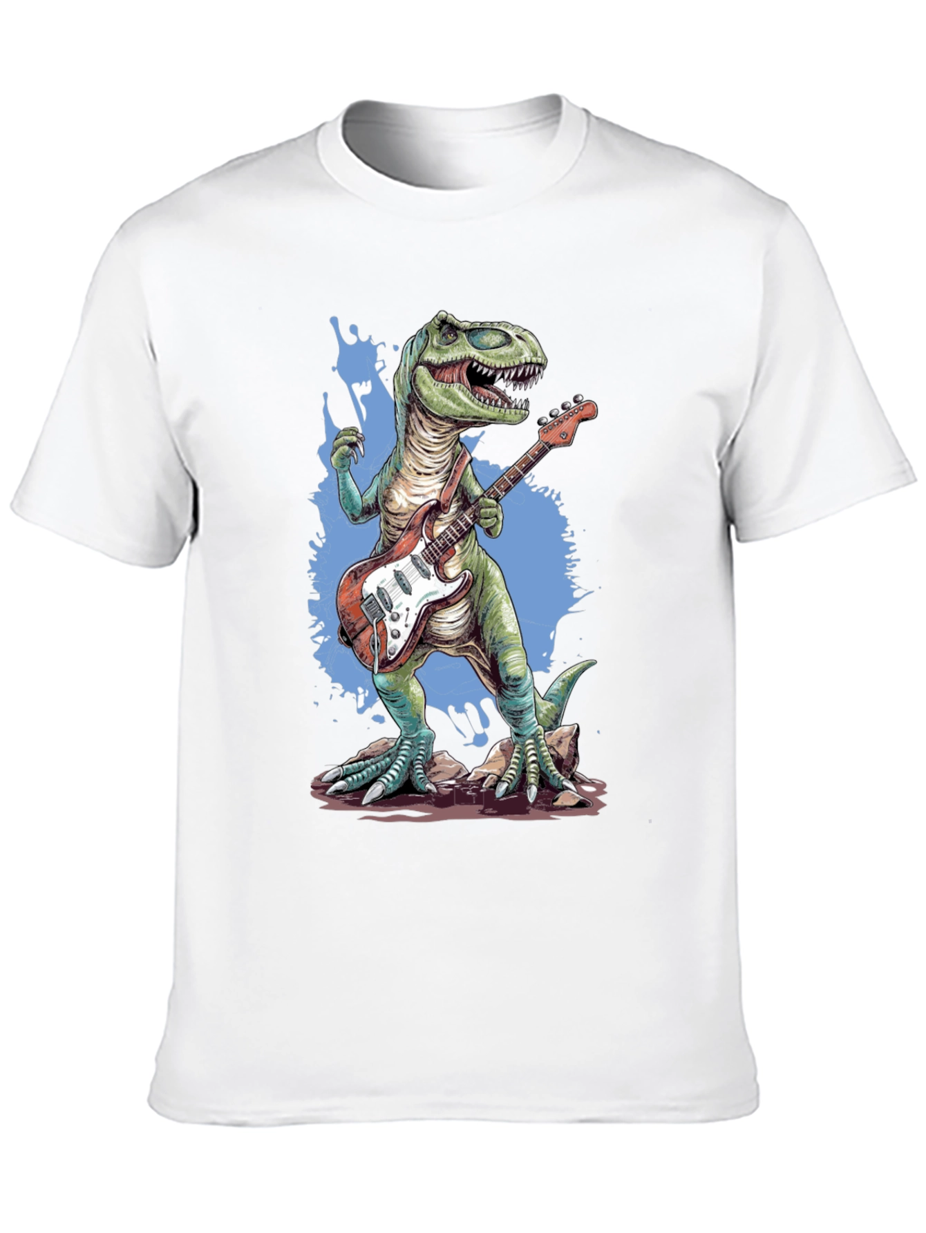Dinosaur Guitar Player T-Shirt - Black