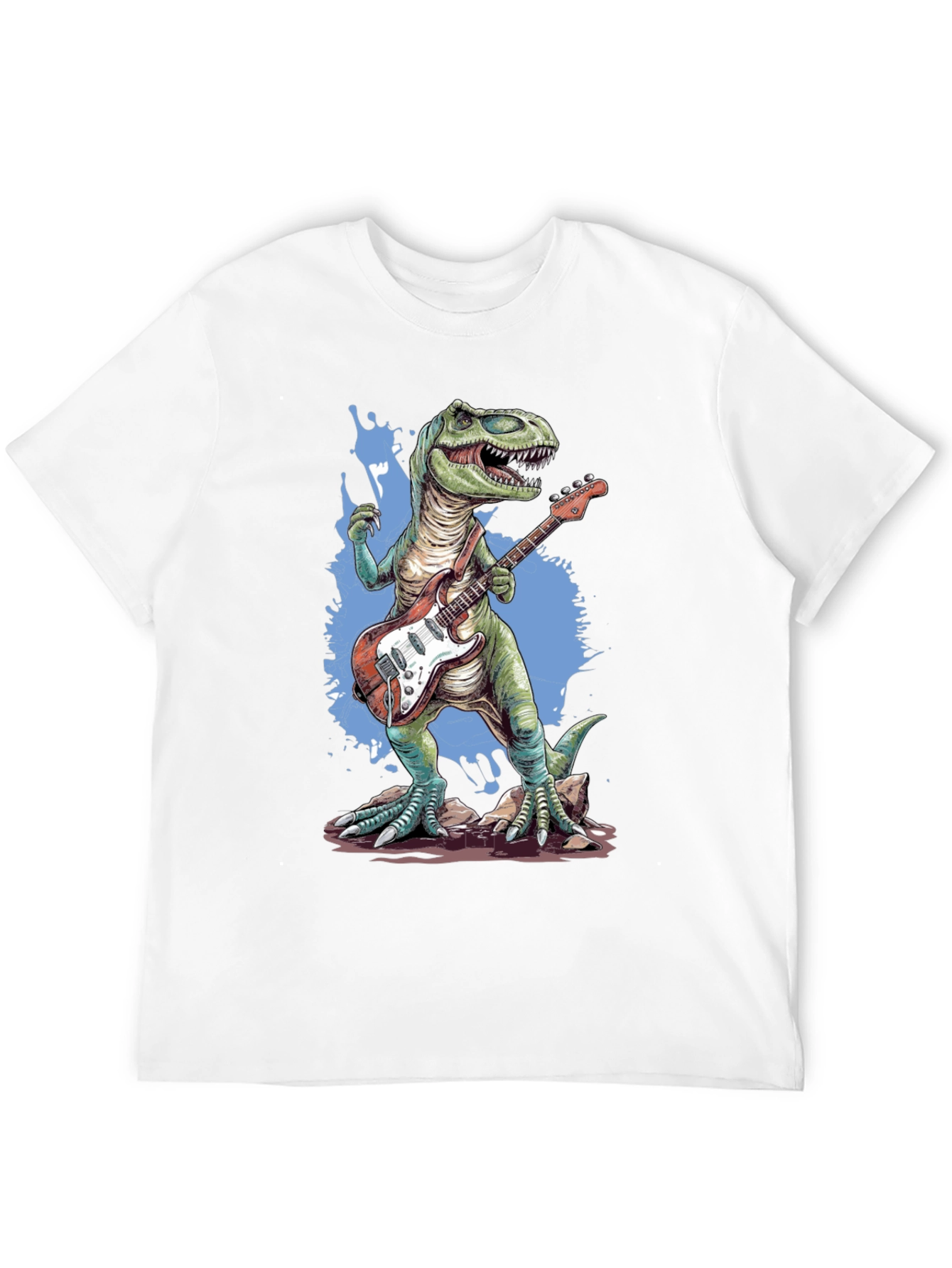 Dinosaur Guitar Player T-Shirt - Black