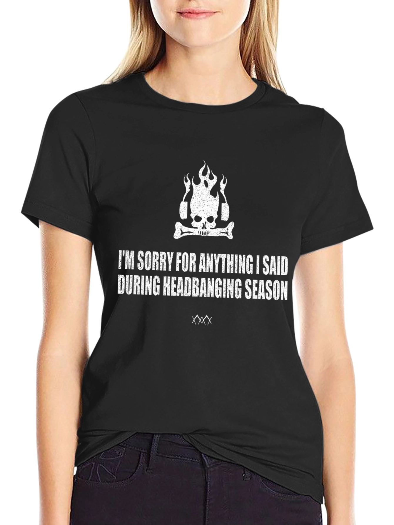 Headbanging Season T-Shirt - Skull Flame Design