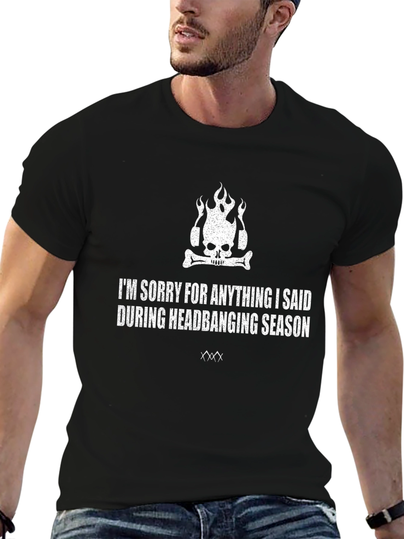 Headbanging Season T-Shirt - Skull Flame Design