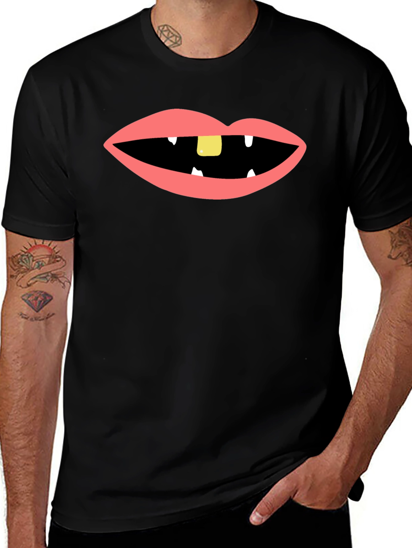 Funny Mouth Black T-Shirt