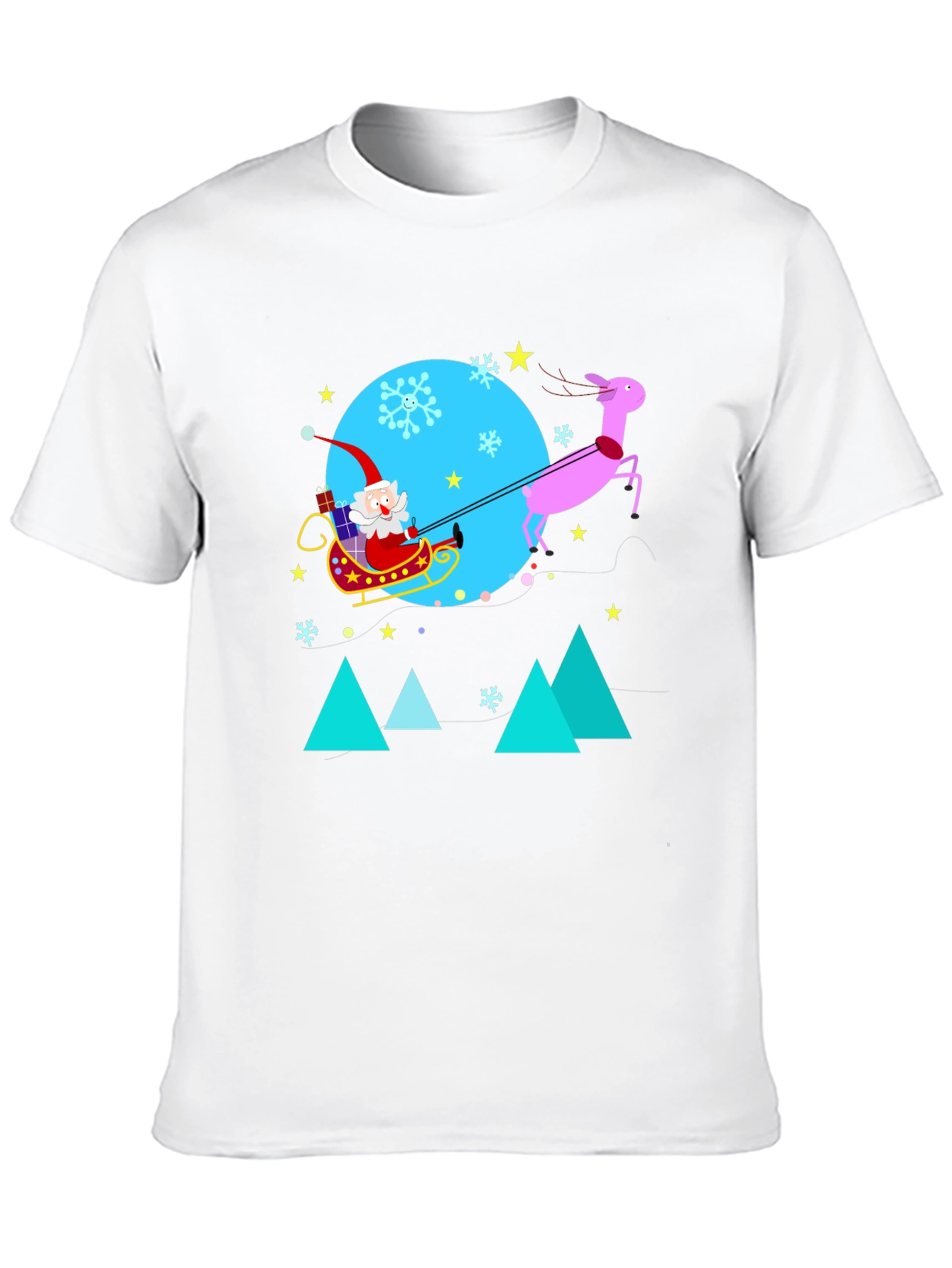Festive Holiday T-Shirt - Santa & Reindeer