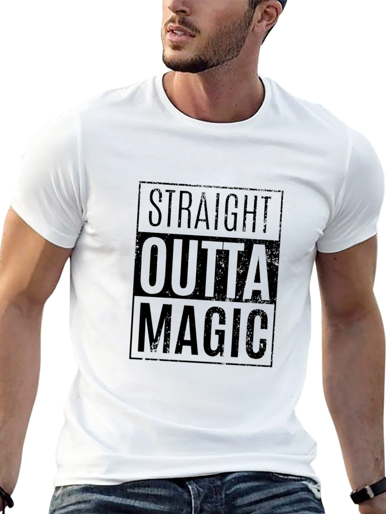 Straight Outta Magic Black Graphic T-Shirt