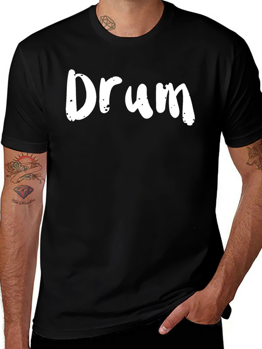 Drum T-Shirt - Black Crew Neck Tee