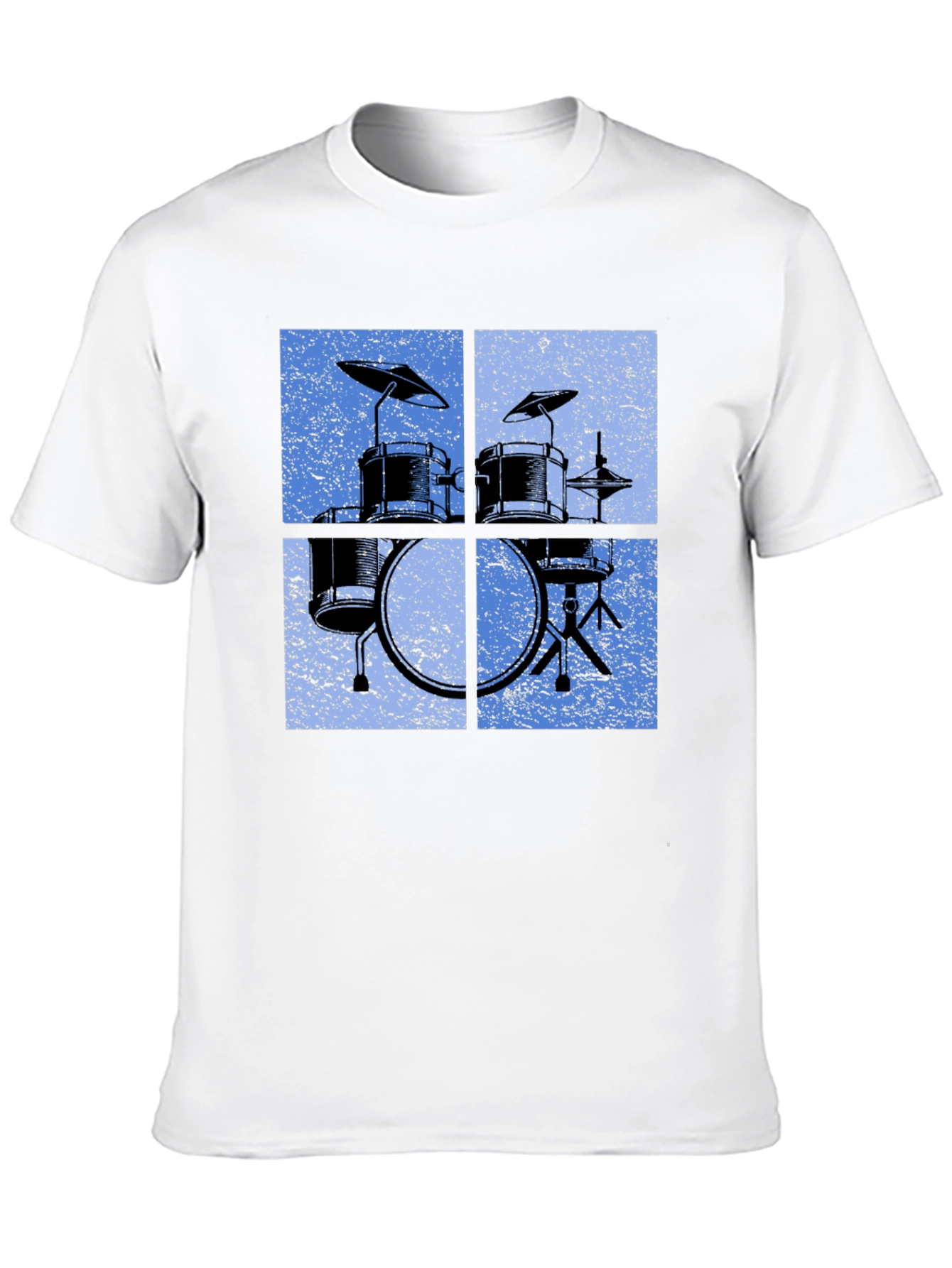 Retro Drum Set Graphic Tee - Black