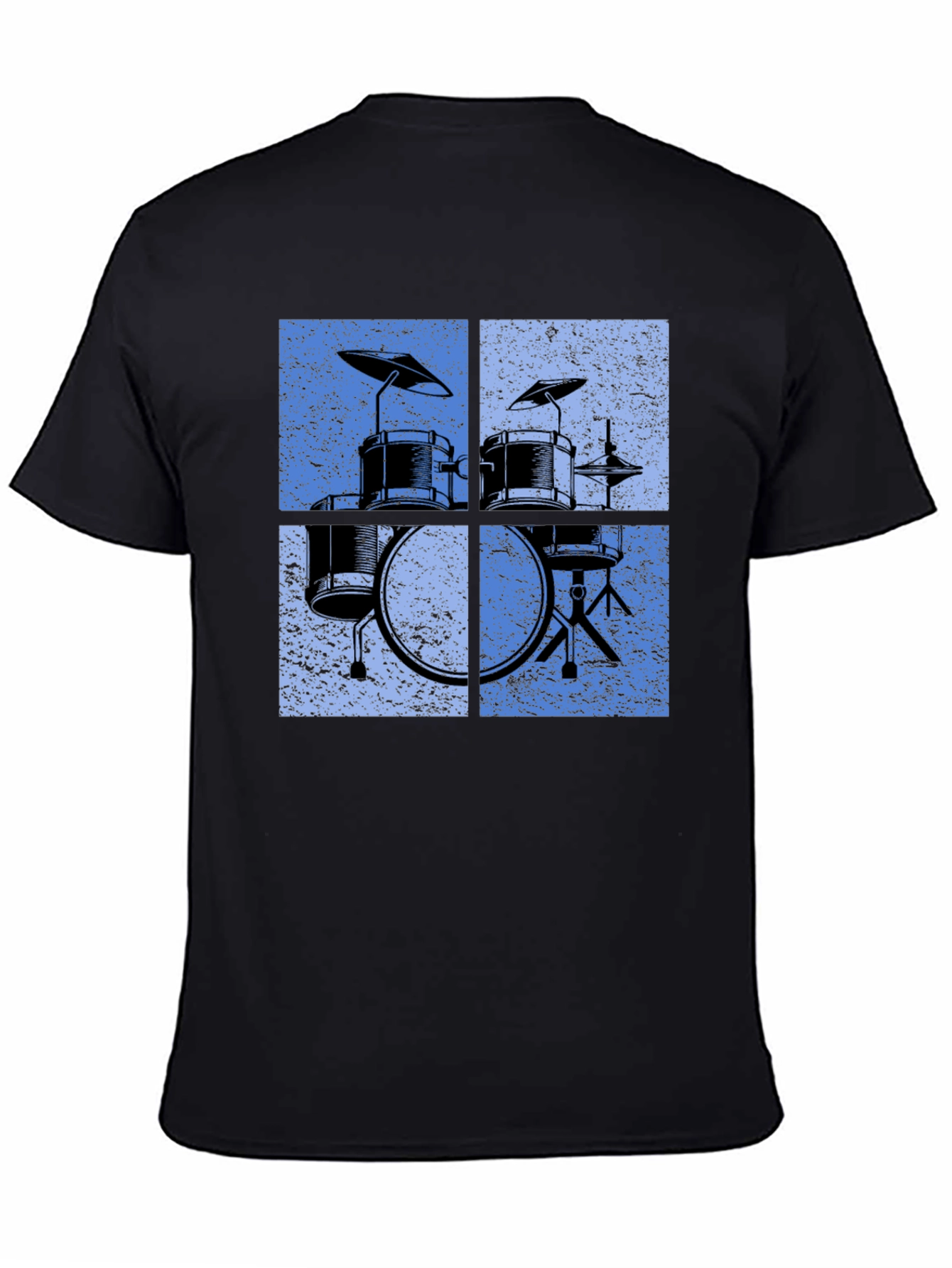 Retro Drum Set Graphic Tee - Black