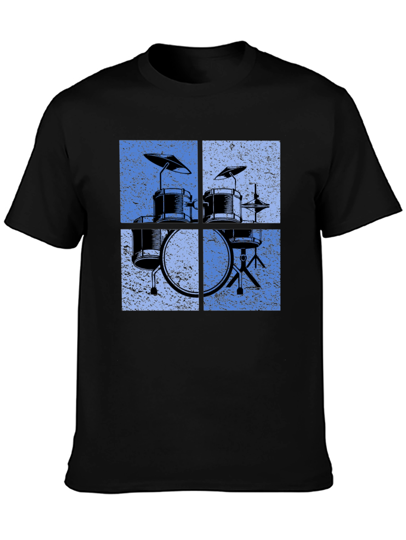 Retro Drum Set Graphic Tee - Black