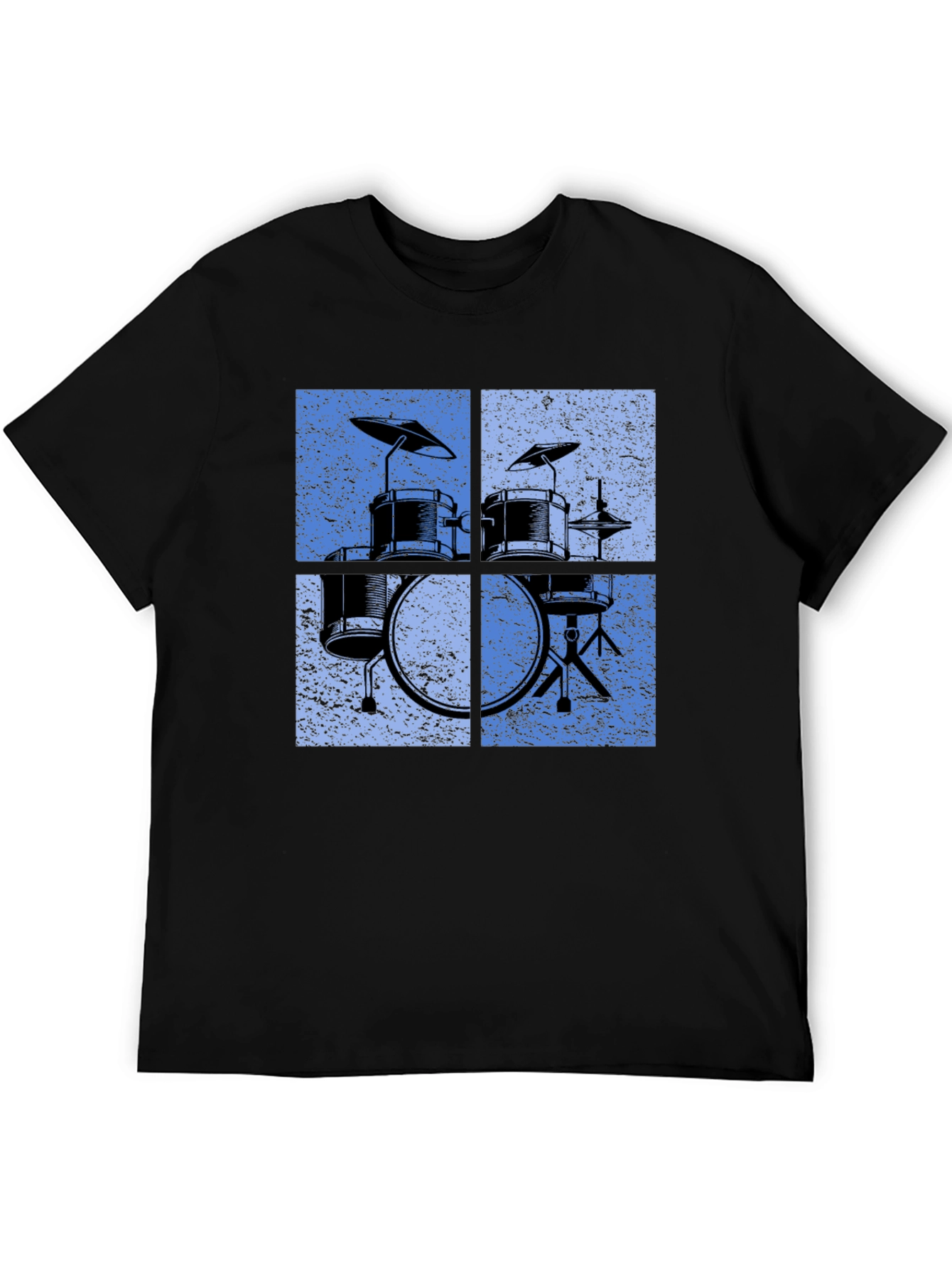 Retro Drum Set Graphic Tee - Black