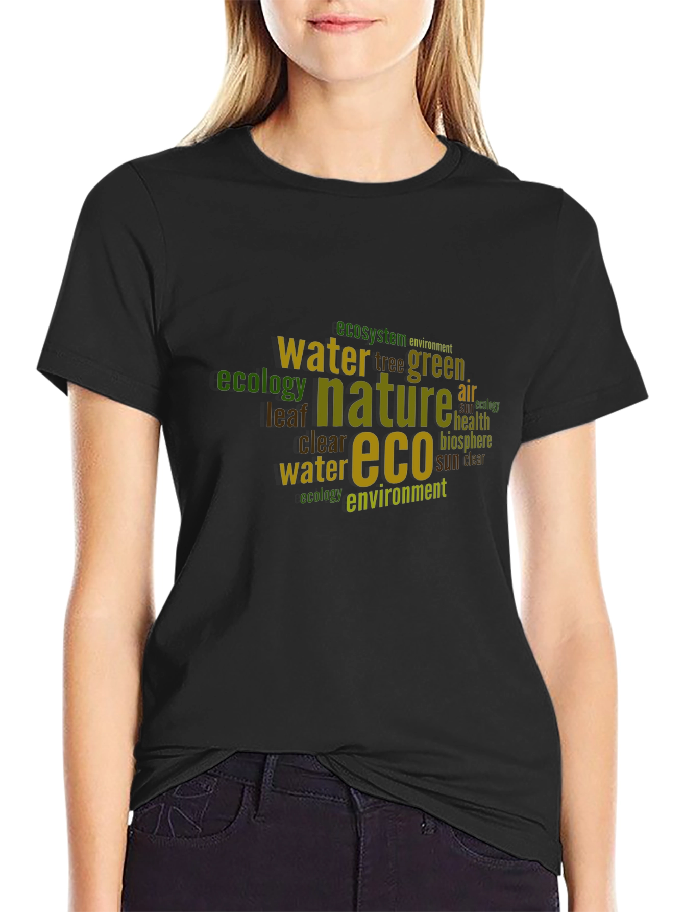 Eco Nature Word Art Black T-Shirt