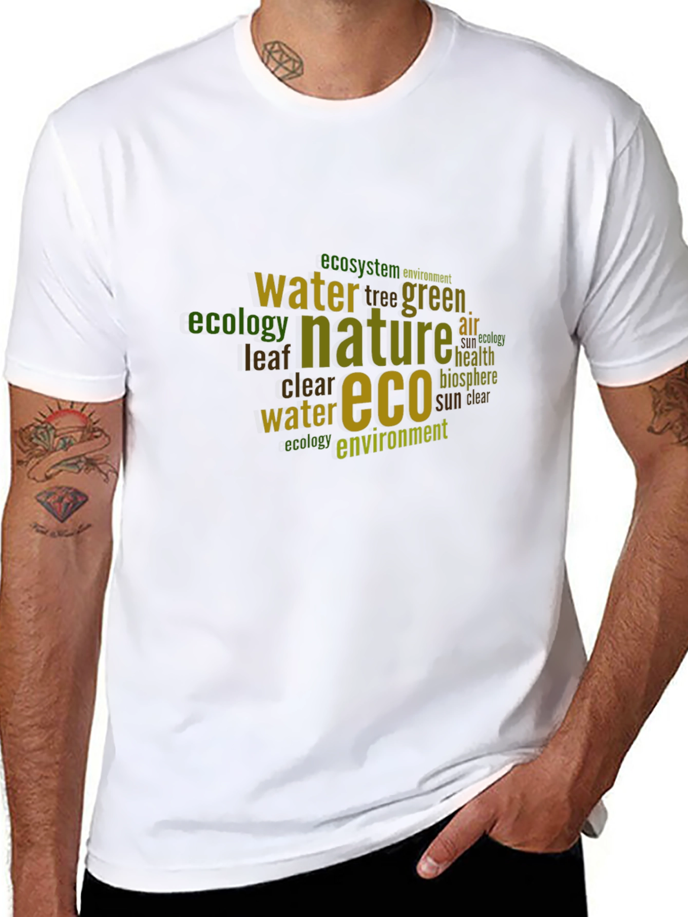 Eco Nature Word Art Black T-Shirt