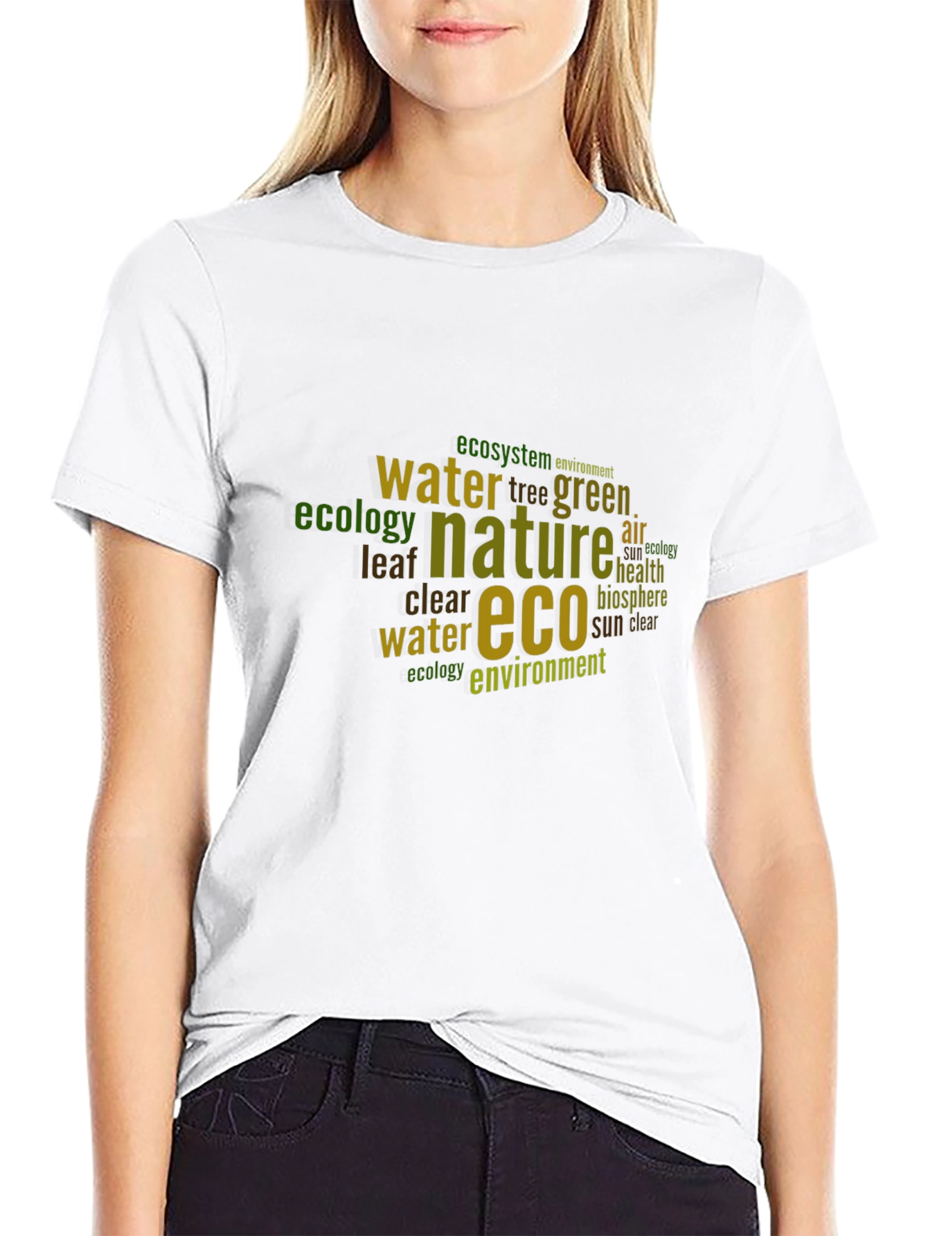 Eco Nature Word Art Black T-Shirt