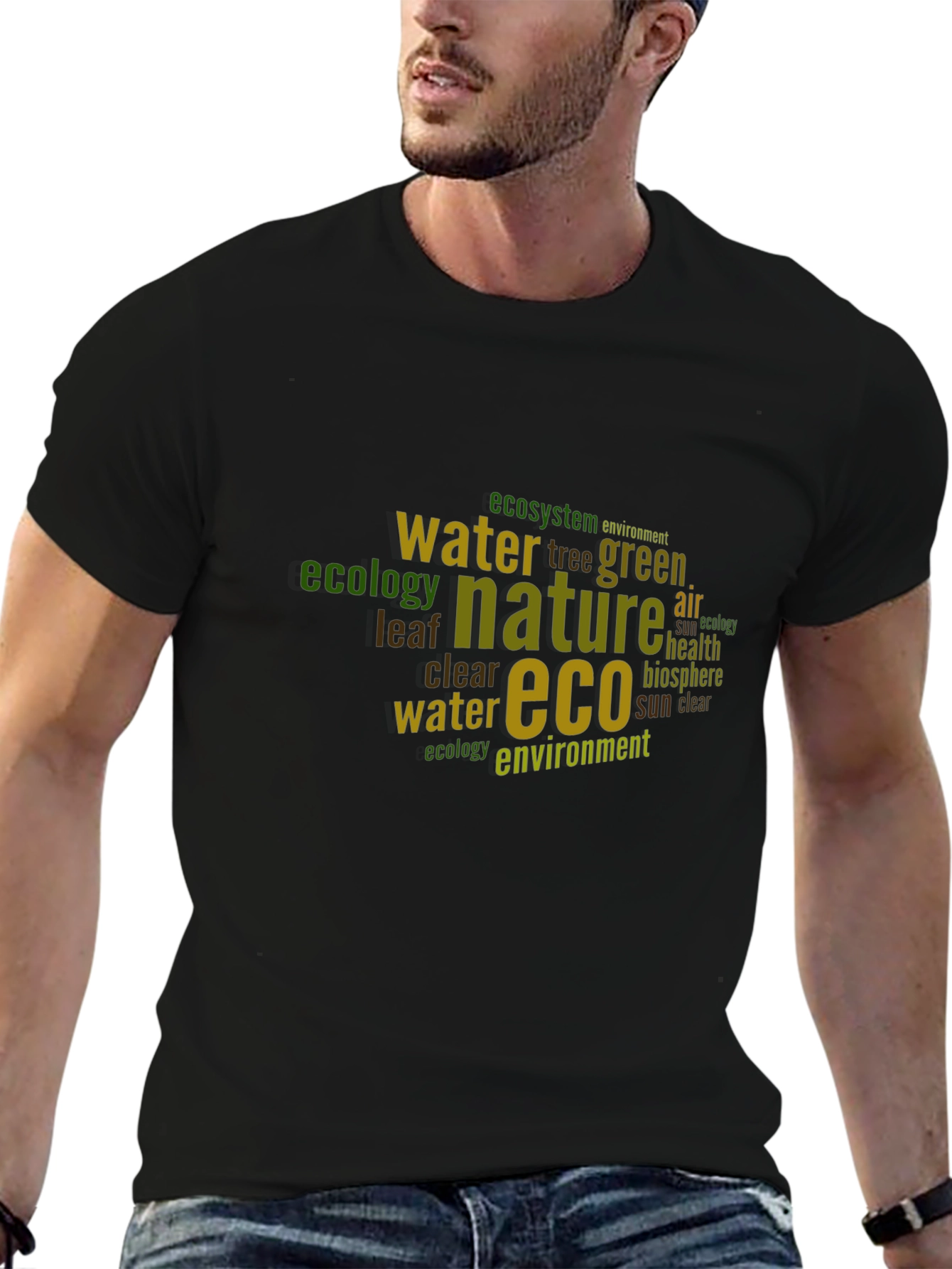 Eco Nature Word Art Black T-Shirt