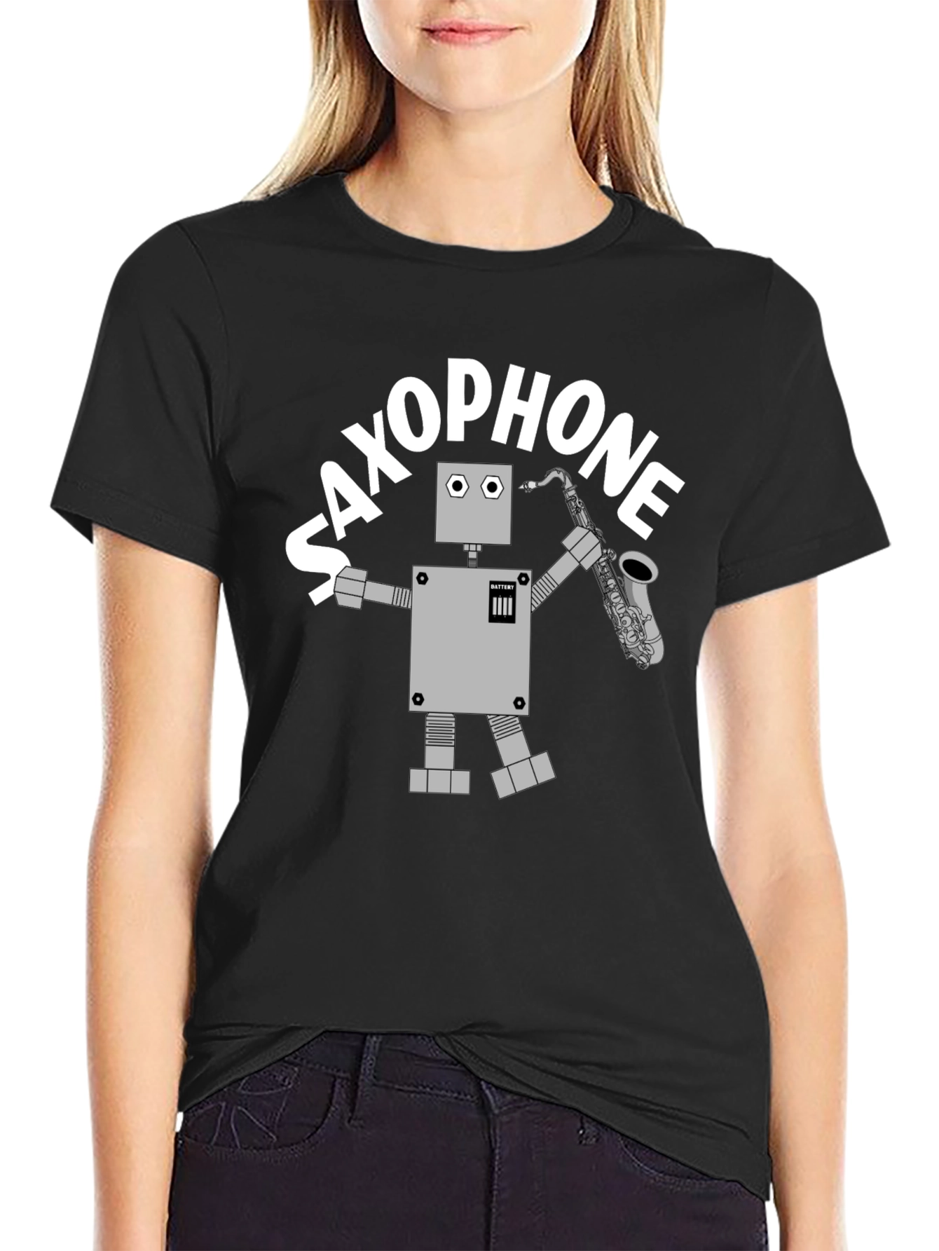 Saxophone Robot T-Shirt - Cool Graphic Tee