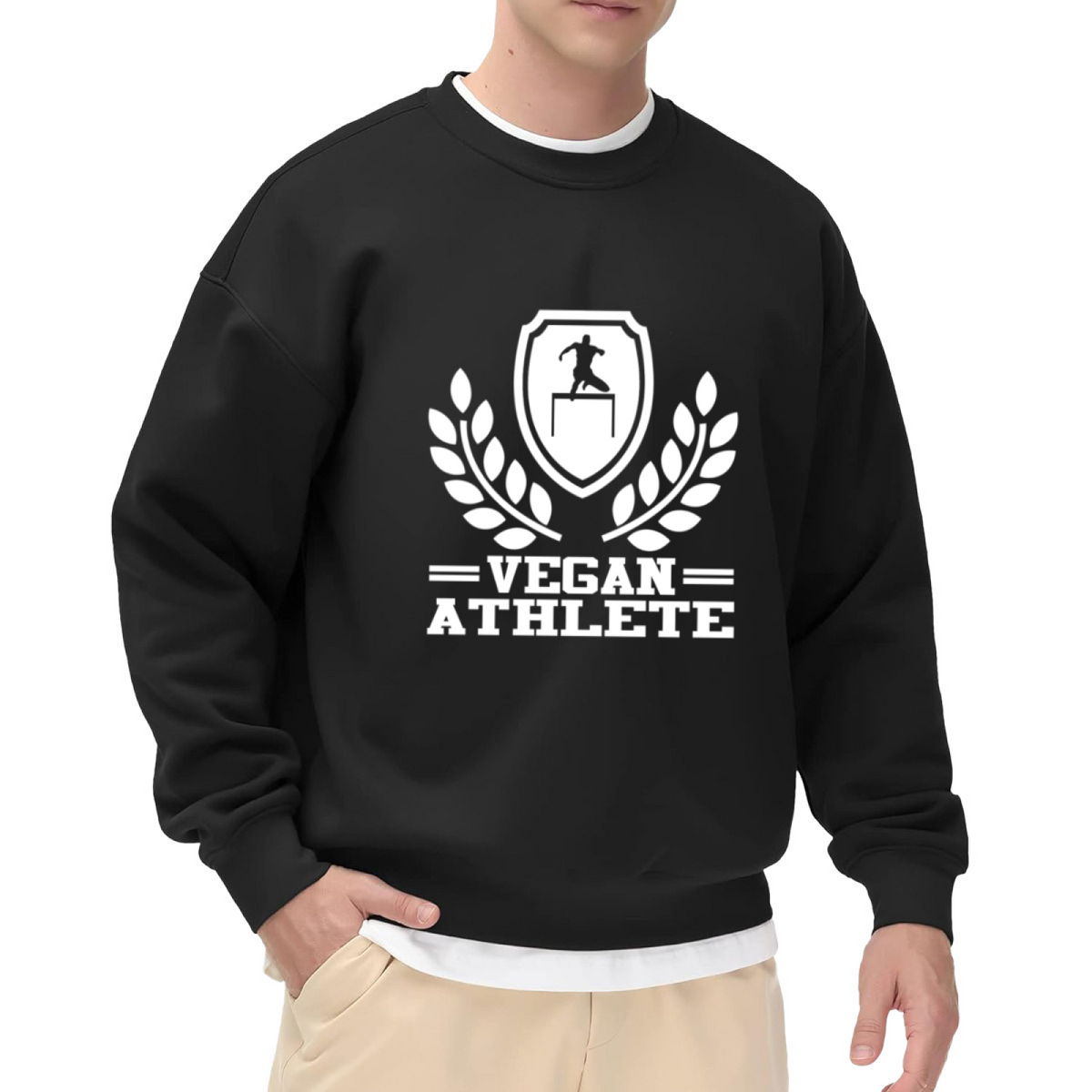 "VEGAN ATHLETE" Fitness Design - Crewneck Sweatshirt | Vegan, Fitness, Athletic Gift