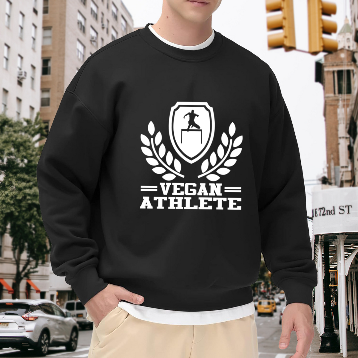 "VEGAN ATHLETE" Fitness Design - Crewneck Sweatshirt | Vegan, Fitness, Athletic Gift