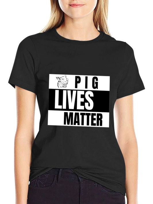 Pig Lives Matter Graphic Tee - Black Crew Neck Shirt