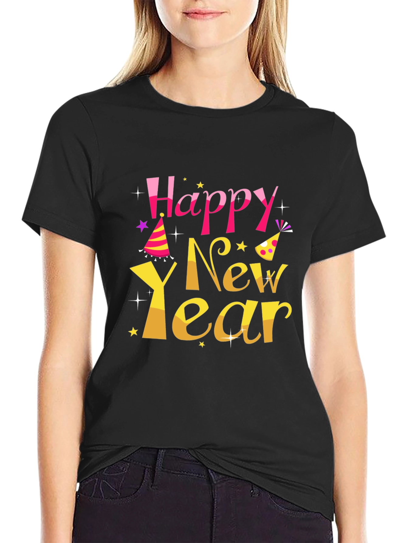 Happy New Year Graphic Print T-Shirt