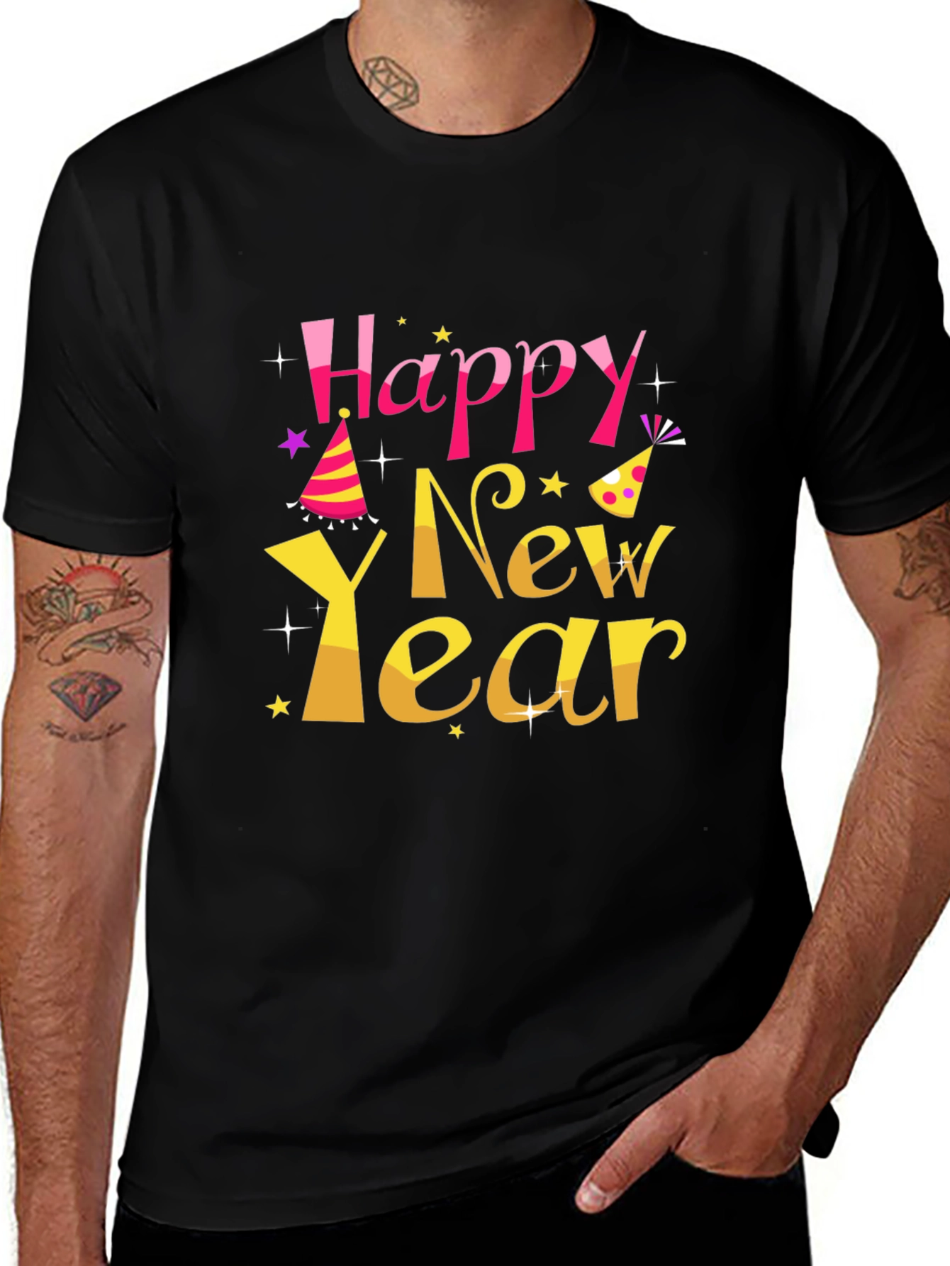 Happy New Year Graphic Print T-Shirt
