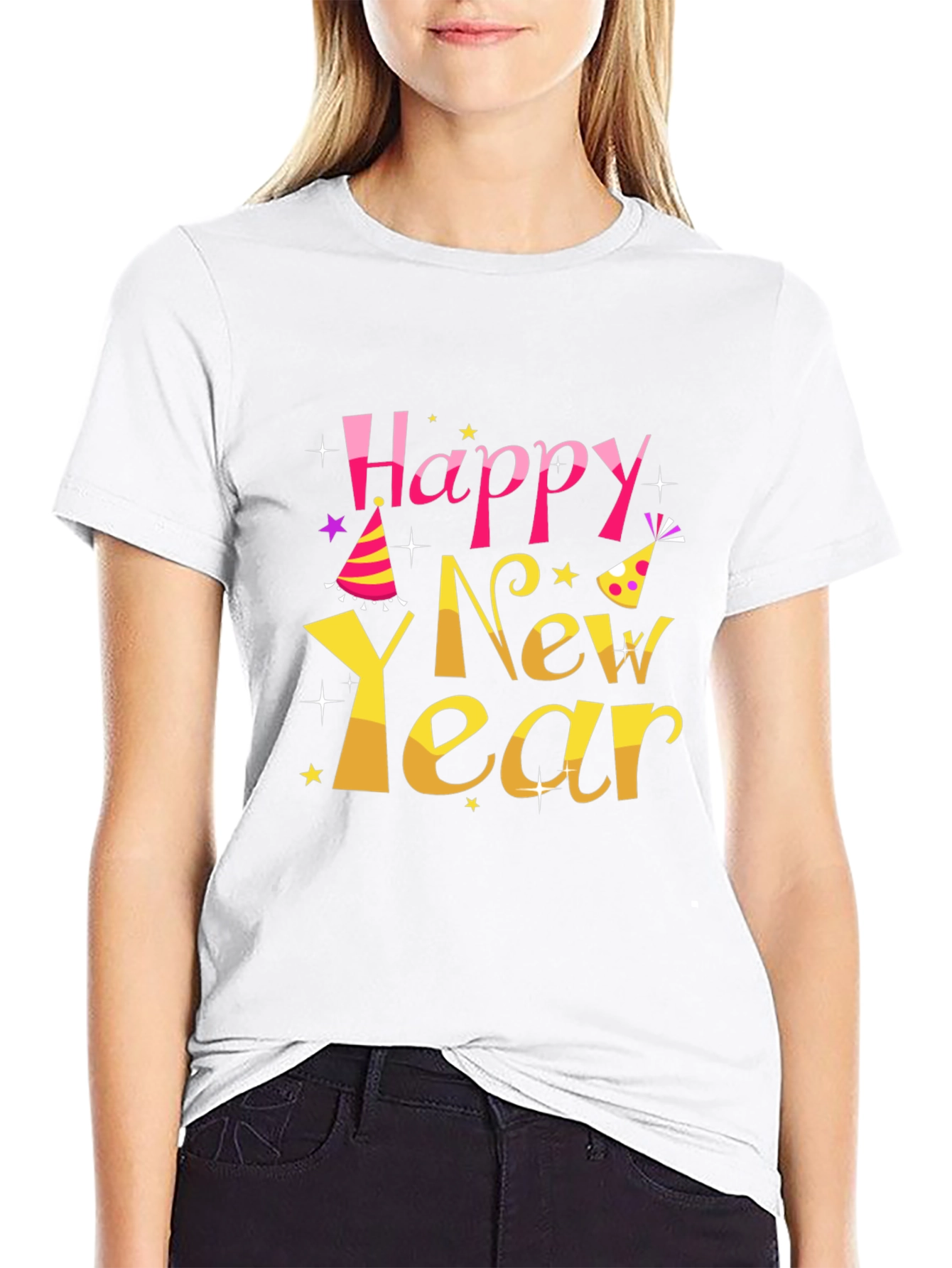 Happy New Year Graphic Print T-Shirt