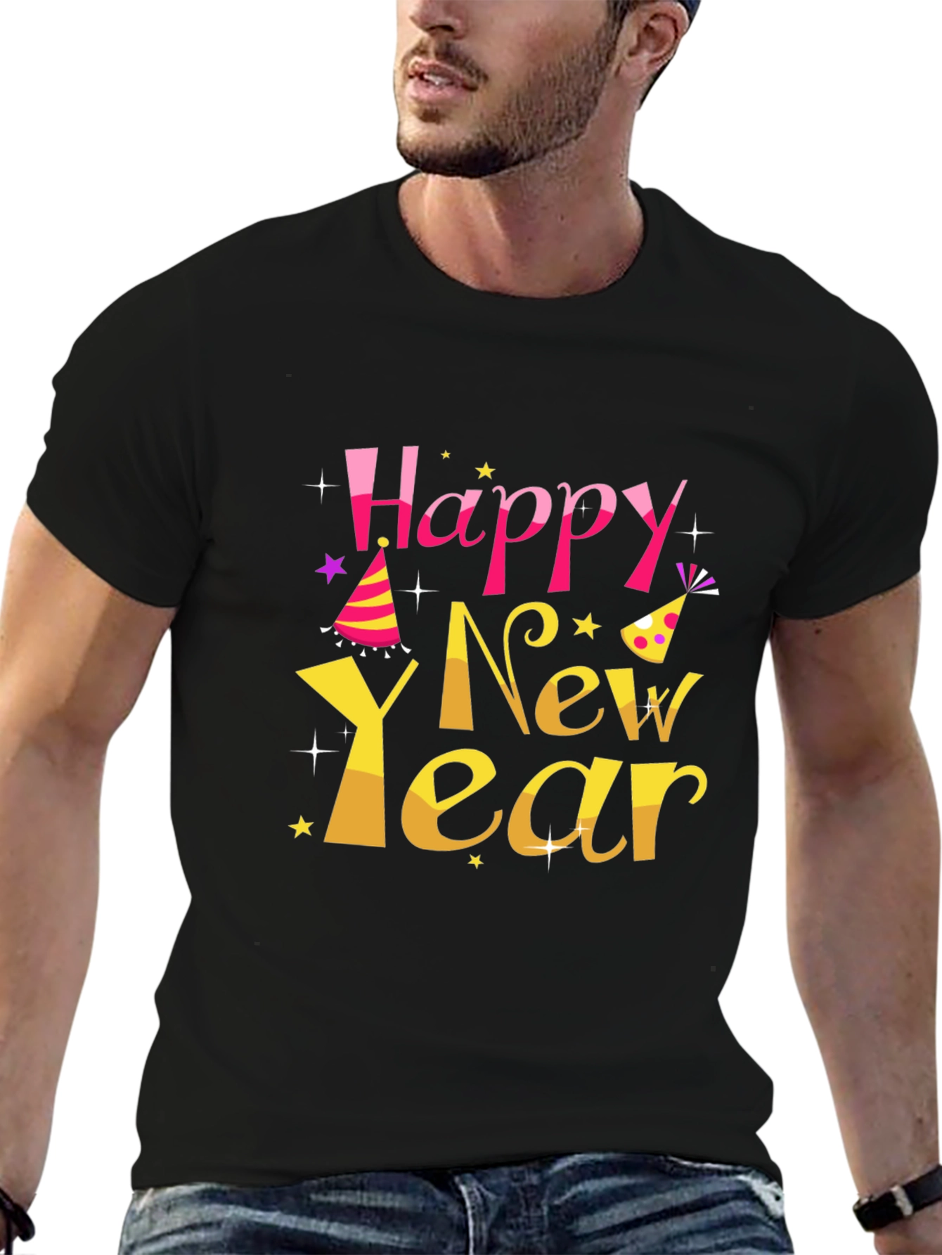 Happy New Year Graphic Print T-Shirt