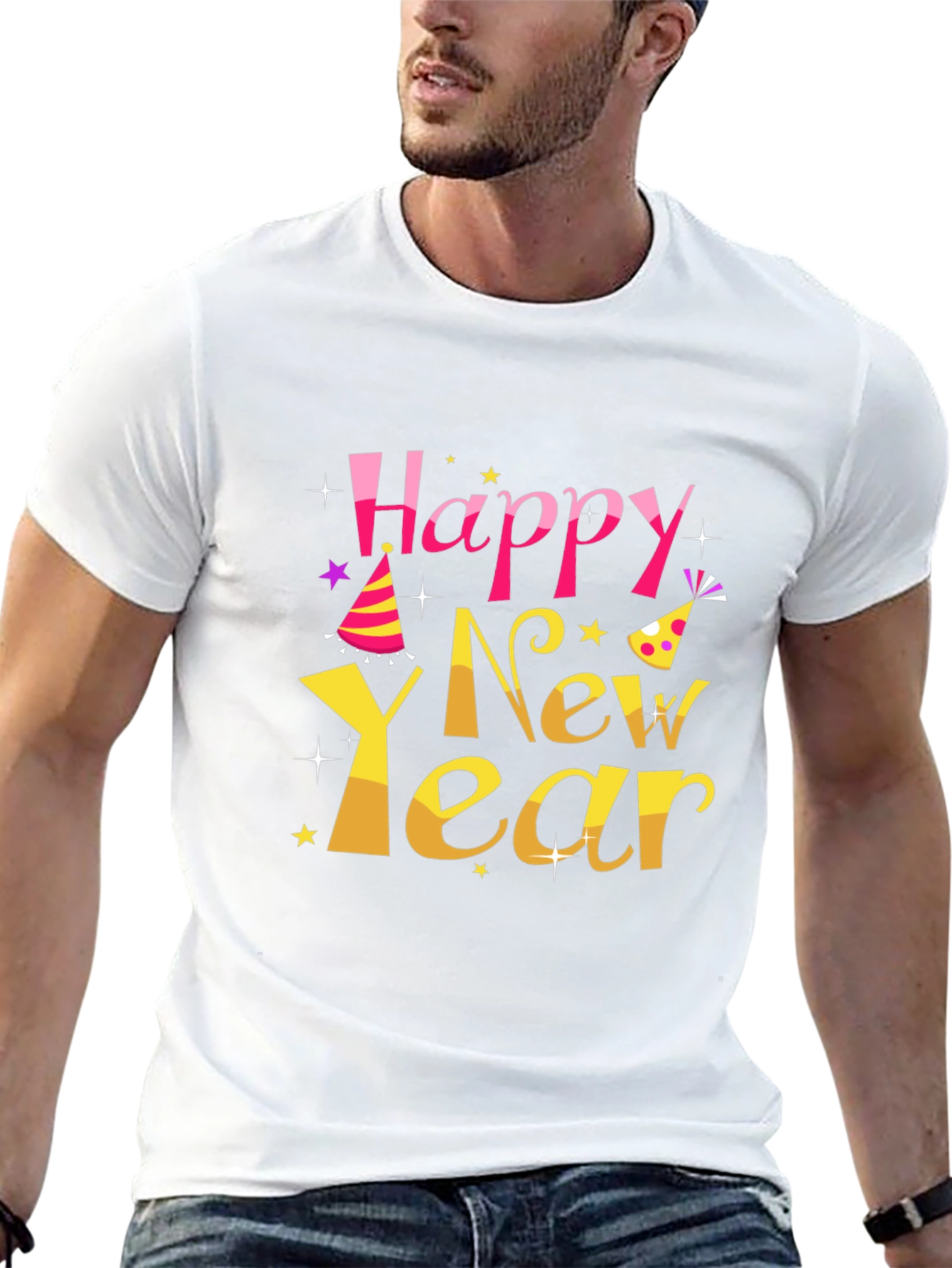 Happy New Year Graphic Print T-Shirt