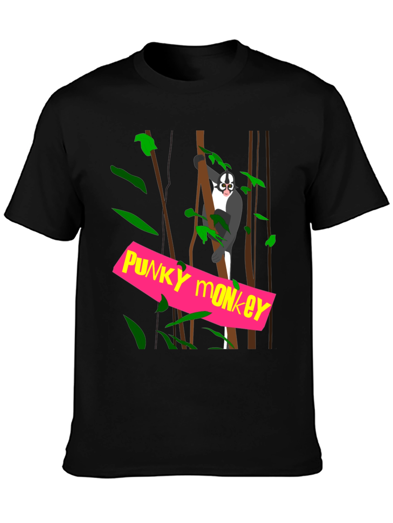 Funky Monkey Graphic Tee - Black Cotton T-Shirt
